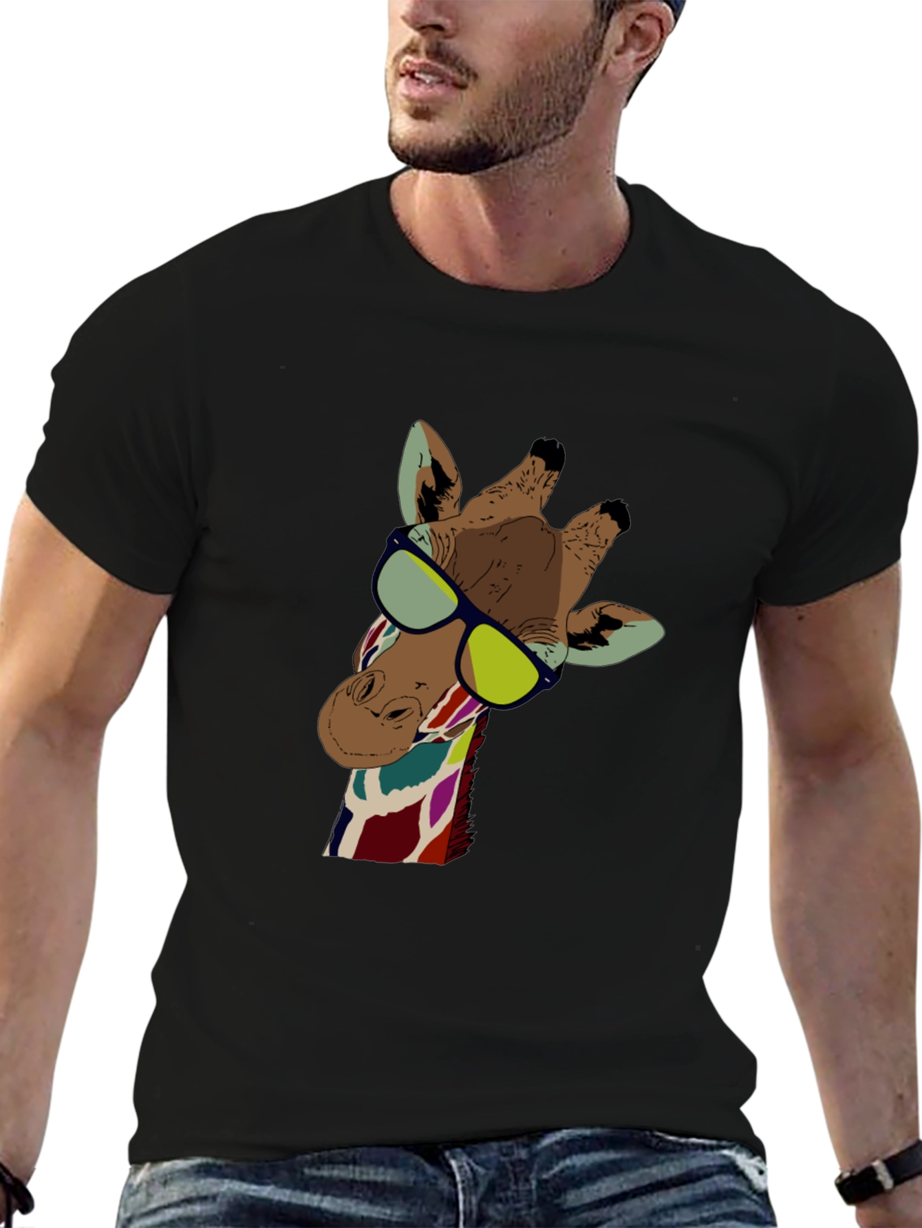 Cool Giraffe Graphic Tee - Unisex Black T-Shirt