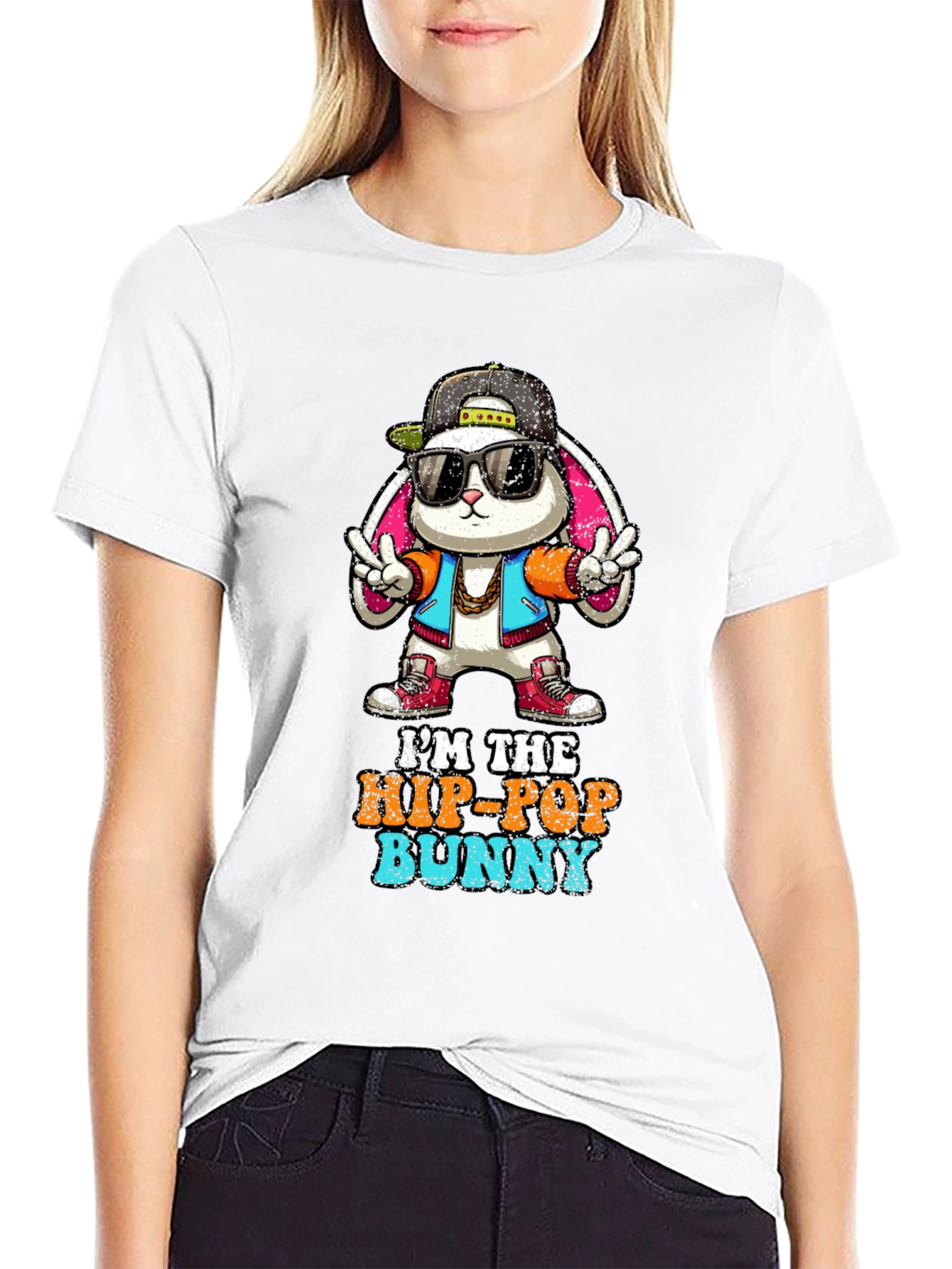 Hip-Hop Bunny Graphic T-Shirt