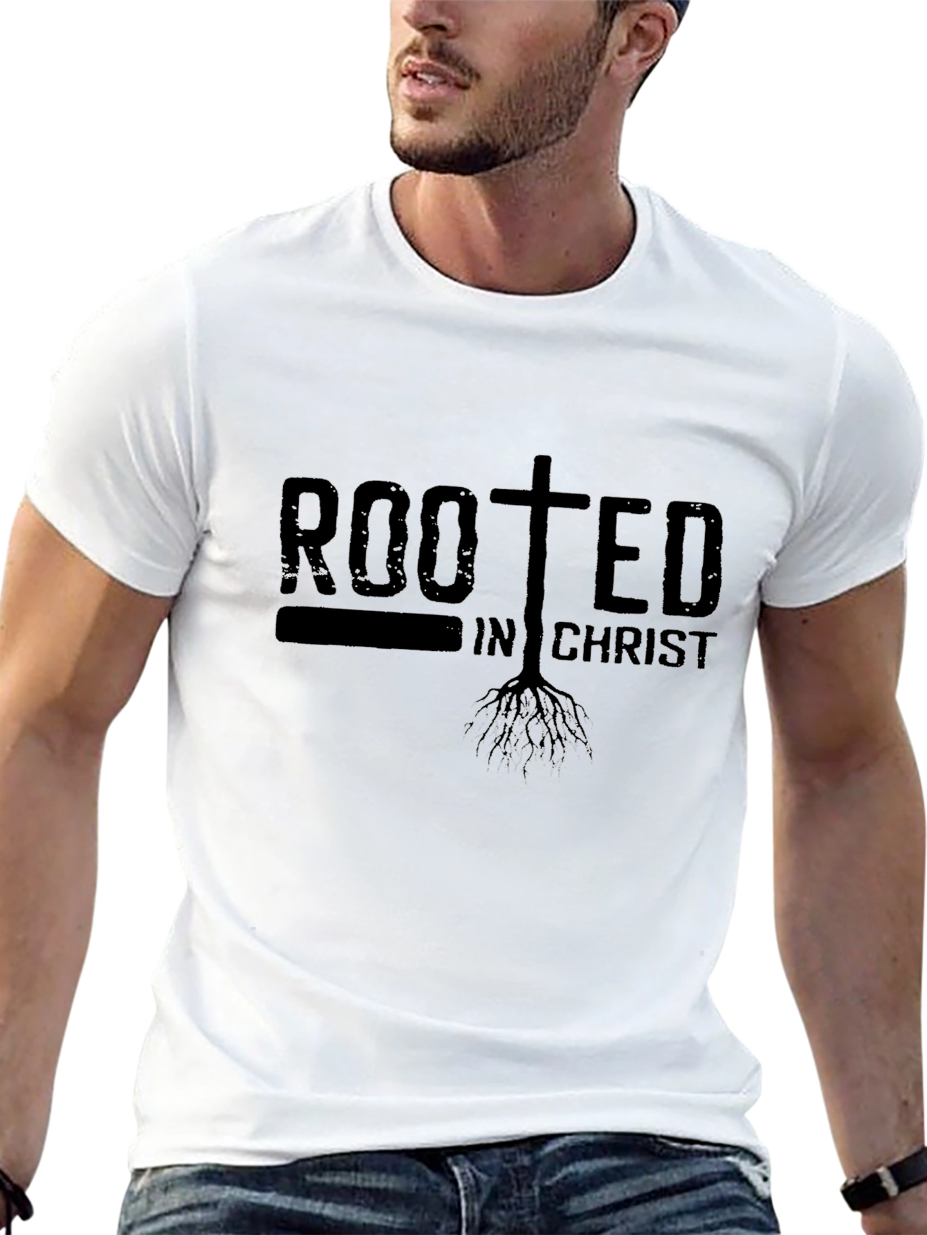 Rooted In Christ Black Graphic T-Shirt