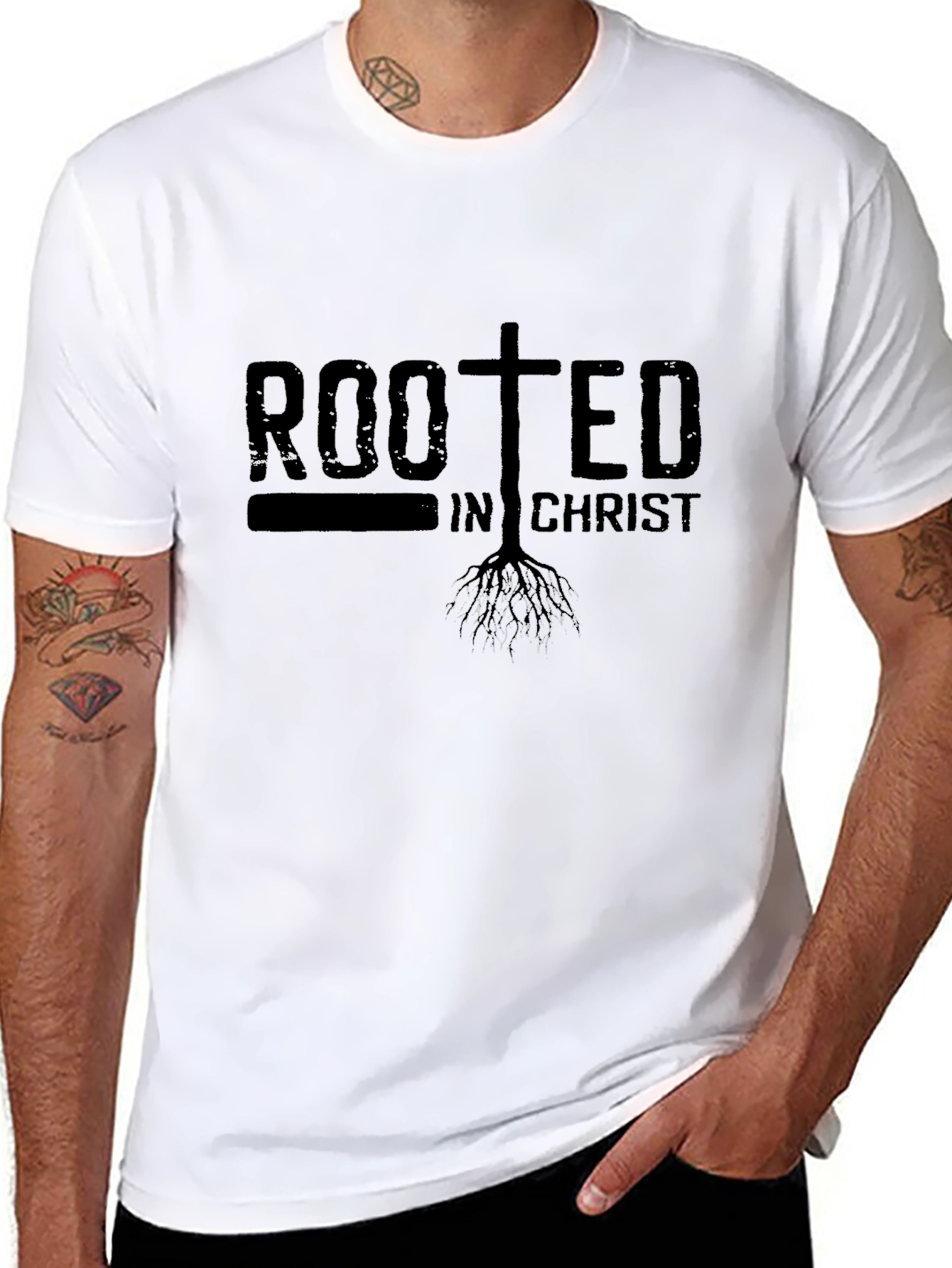 Rooted In Christ Black Graphic T-Shirt