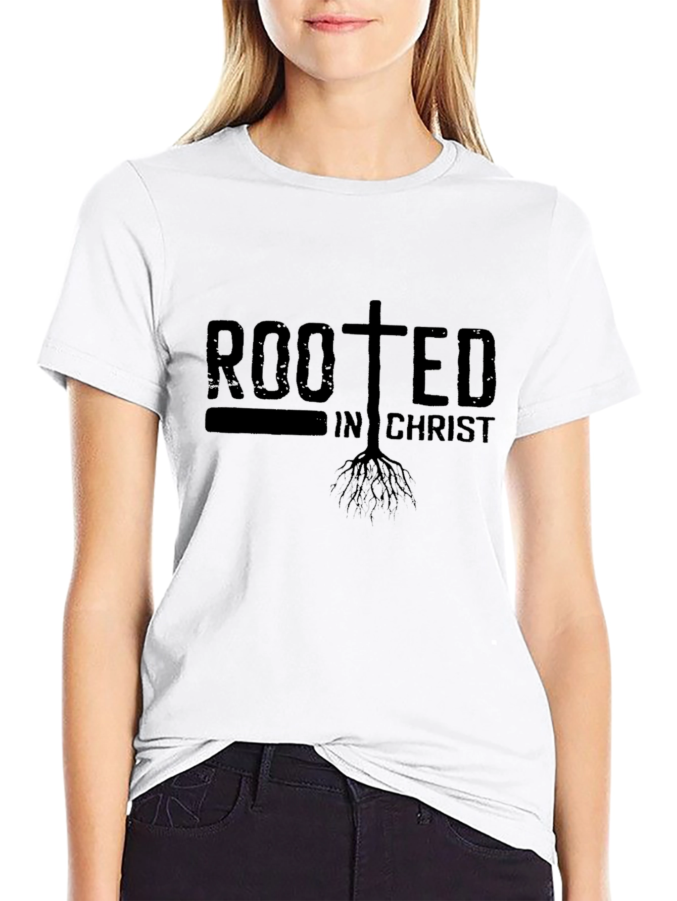 Rooted In Christ Black Graphic T-Shirt