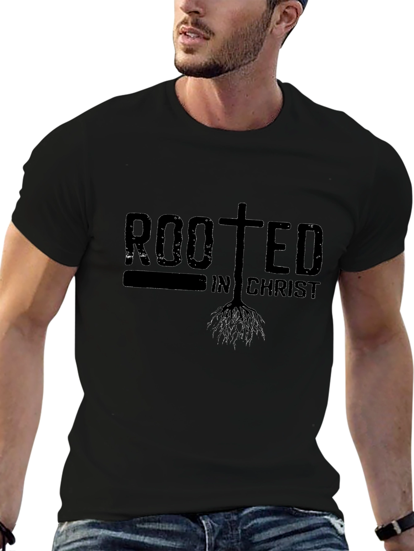 Rooted In Christ Black Graphic T-Shirt