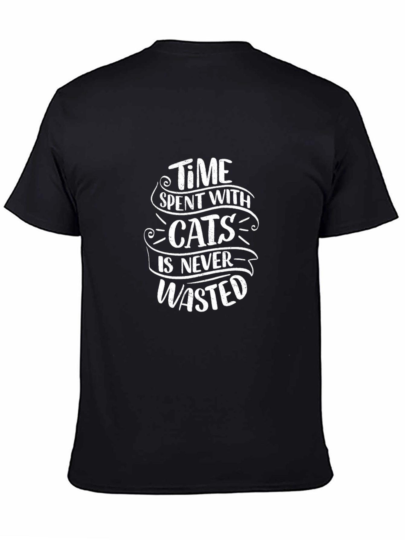 Time with Cats T-Shirt - Black Cotton Blend