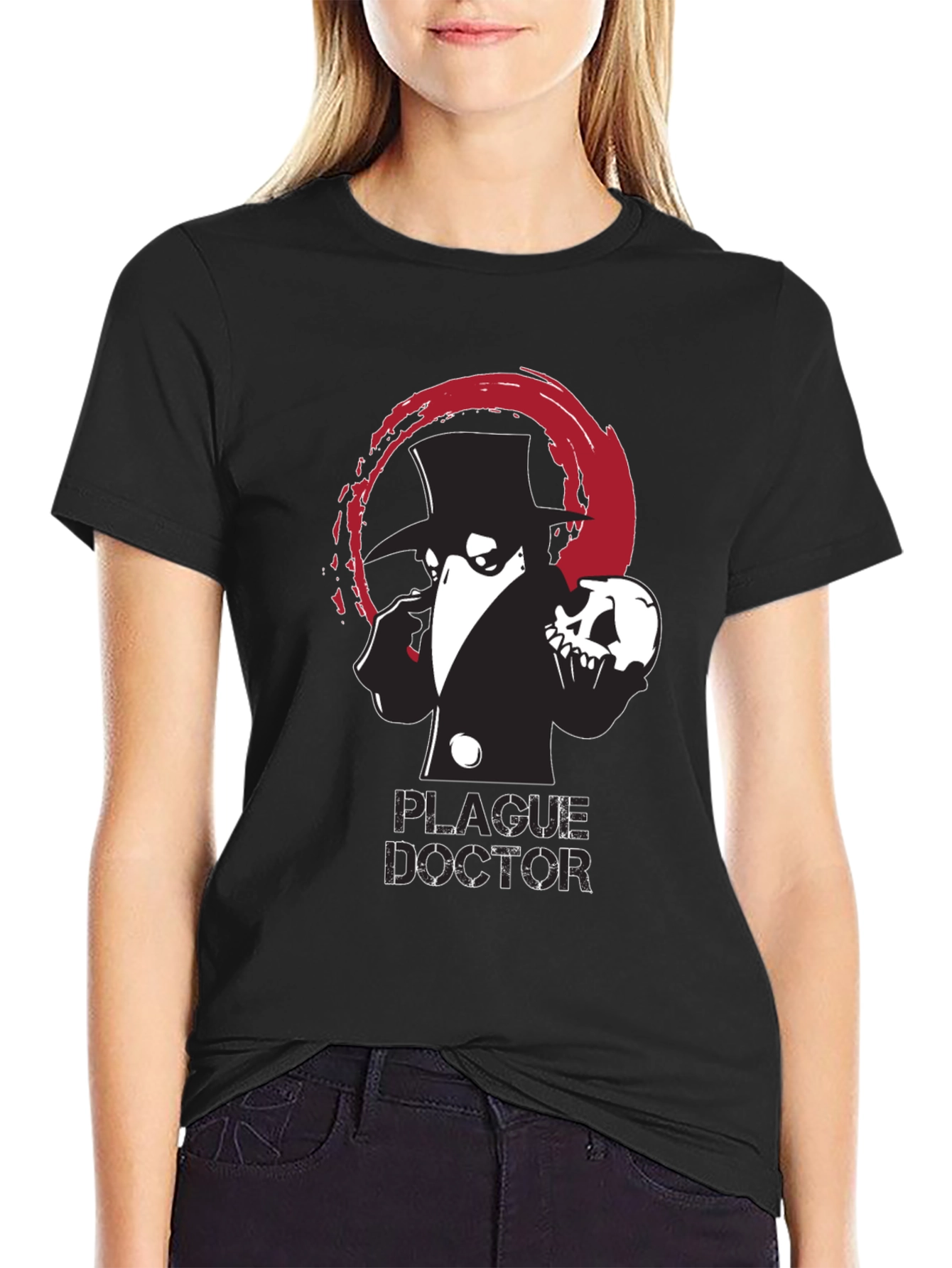 Plague Doctor Graphic Tee - Black Cotton T-Shirt