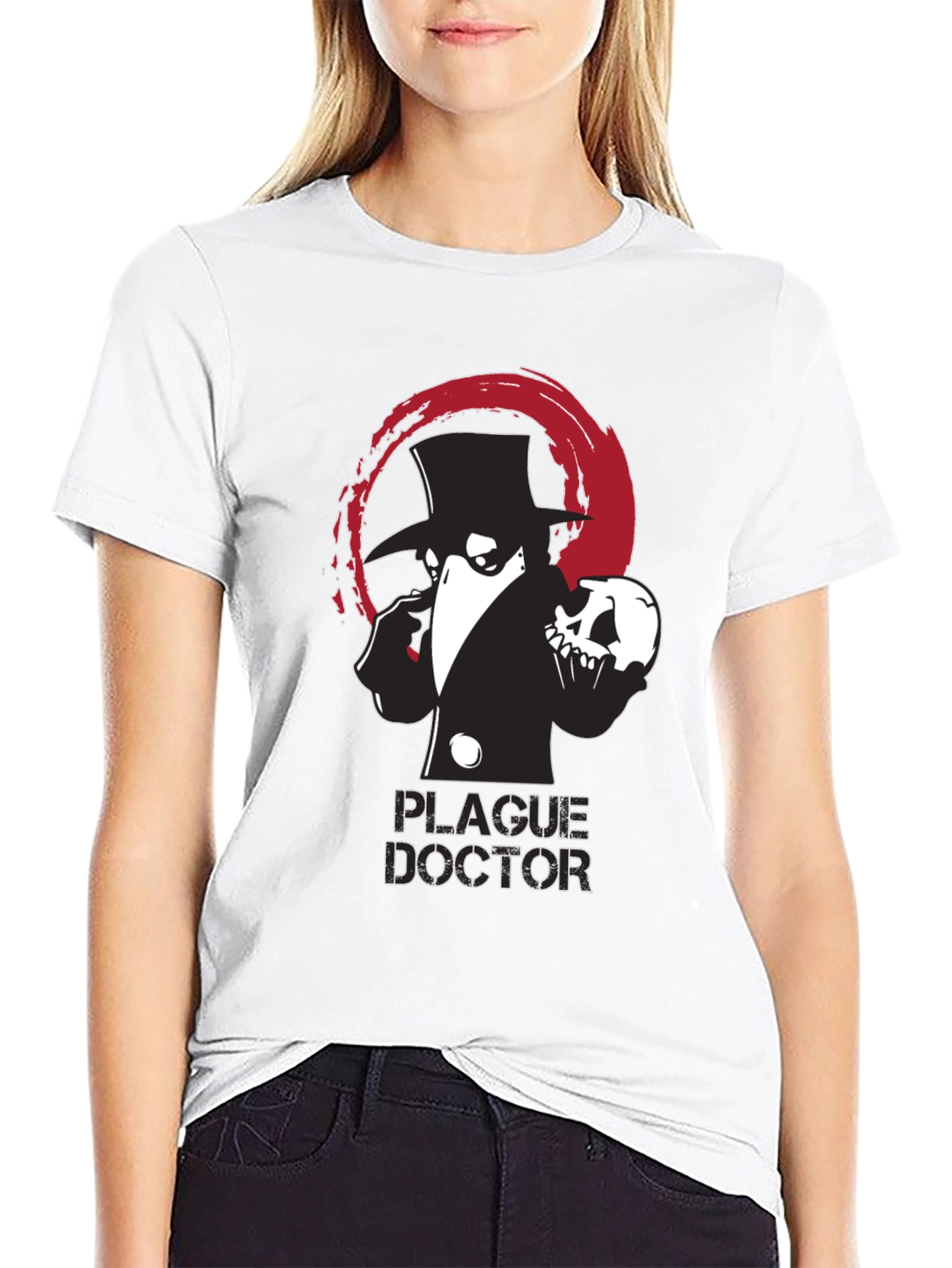 Plague Doctor Graphic Tee - Black Cotton T-Shirt