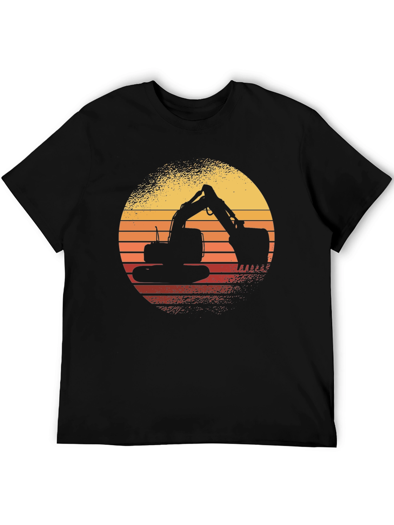 Excavator Sunset Graphic Tee - Construction Shirt