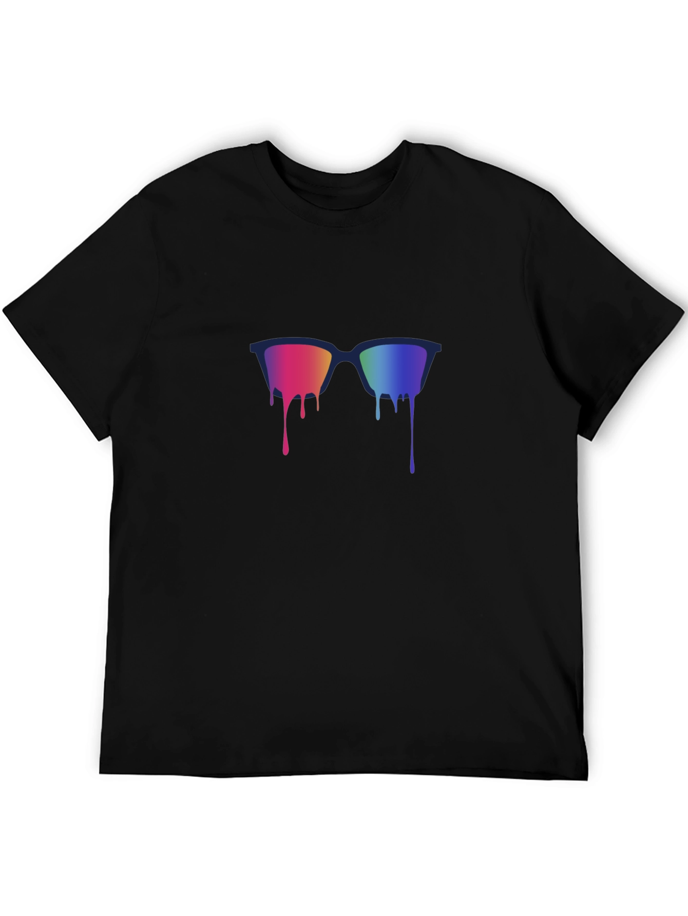 Rainbow Dripping Sunglasses Graphic Tee - Black