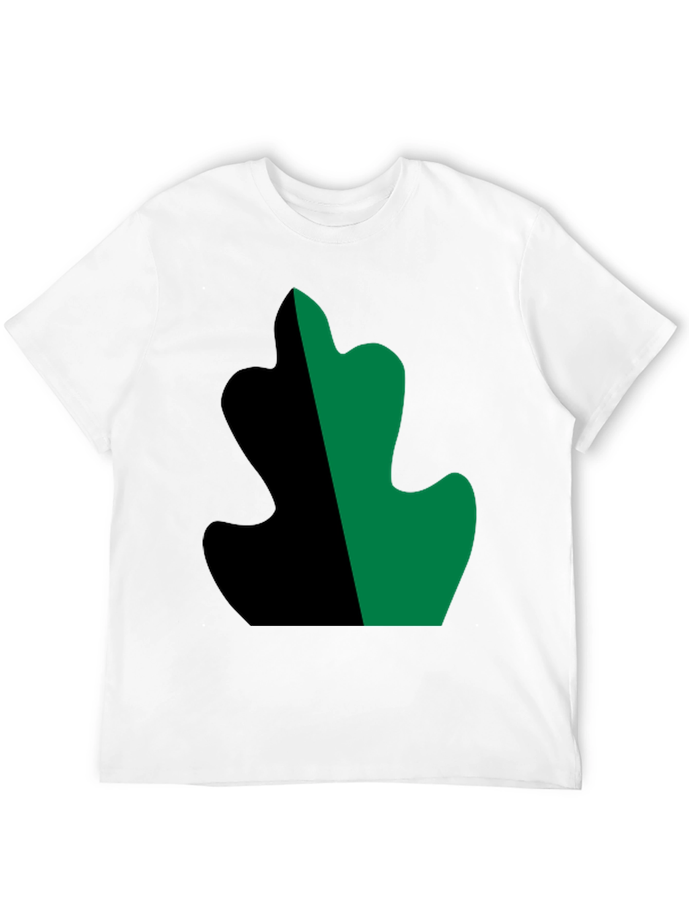 Two-Tone Leaf Design Black T-Shirt