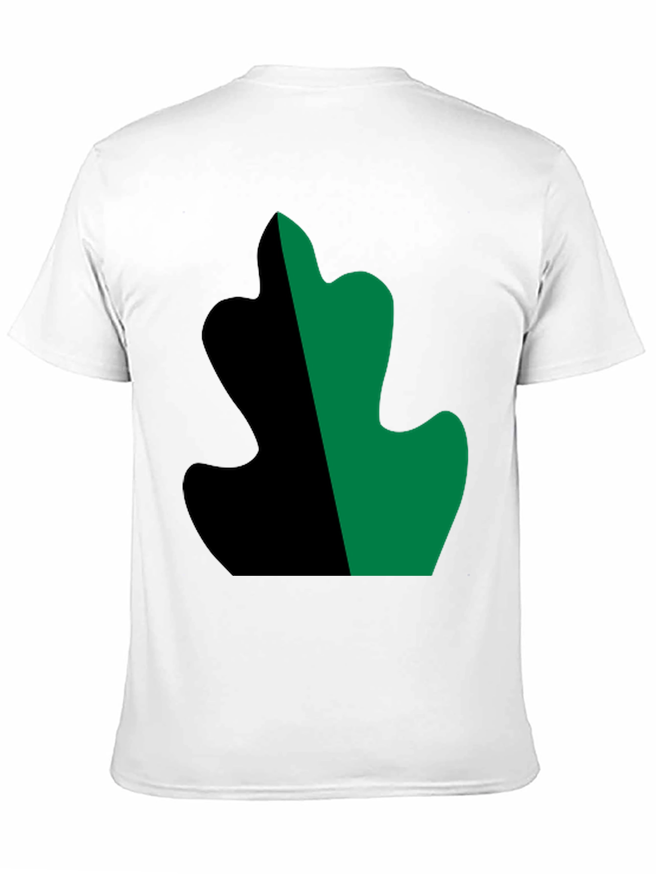 Two-Tone Leaf Design Black T-Shirt