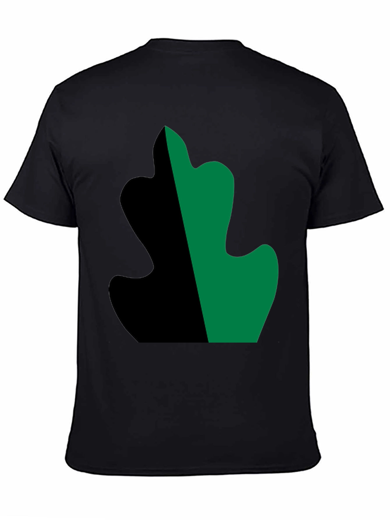Two-Tone Leaf Design Black T-Shirt