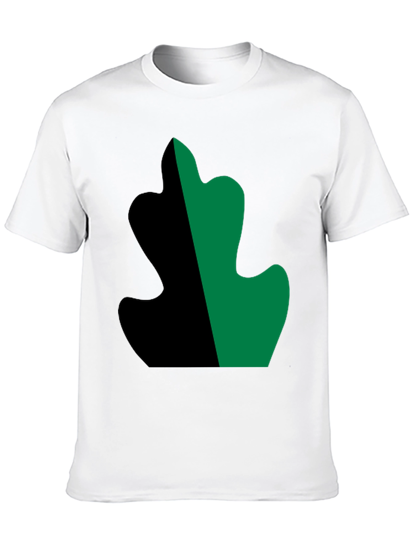 Two-Tone Leaf Design Black T-Shirt