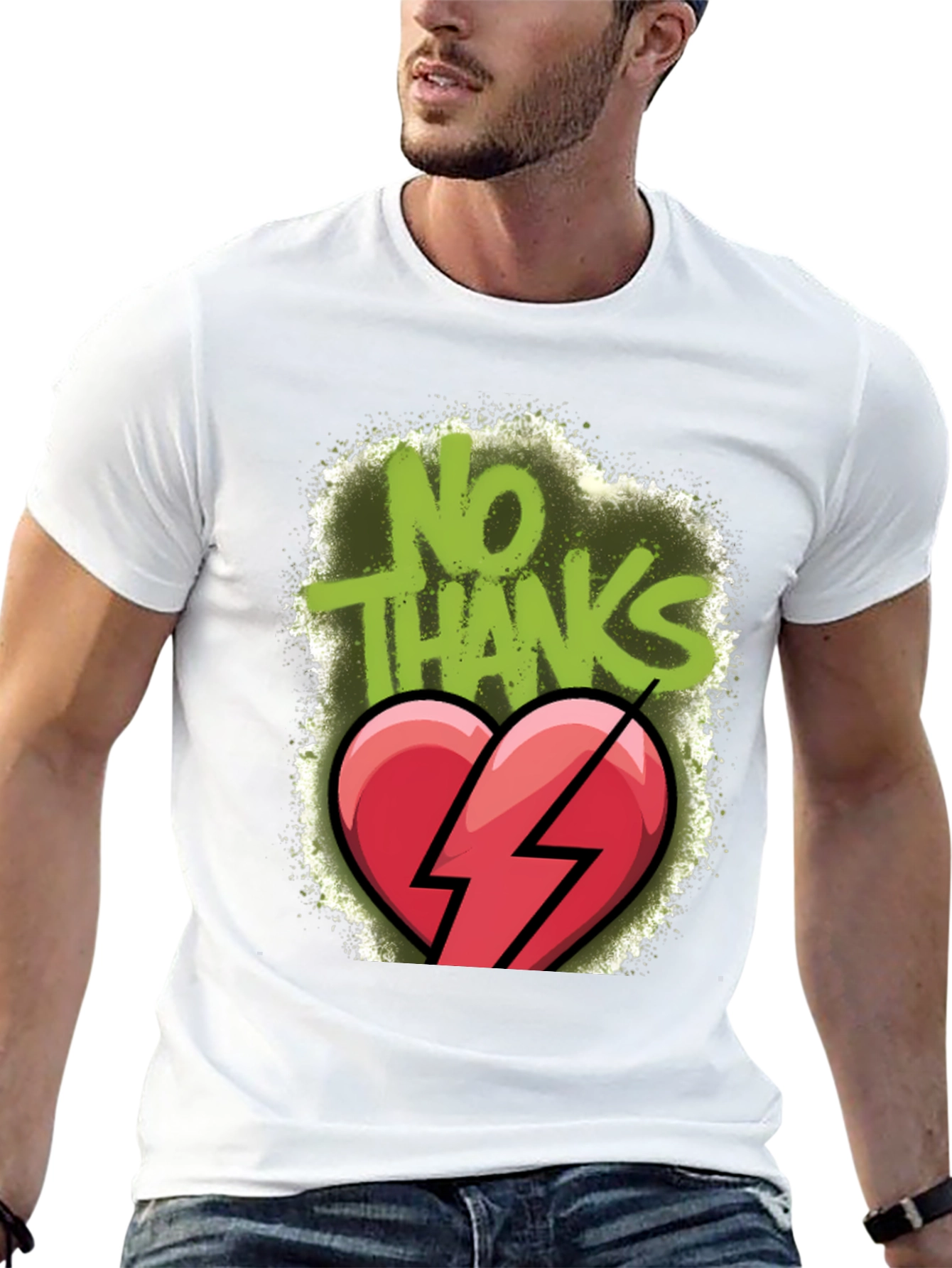 No Thanks Broken Heart Graphic T-Shirt
