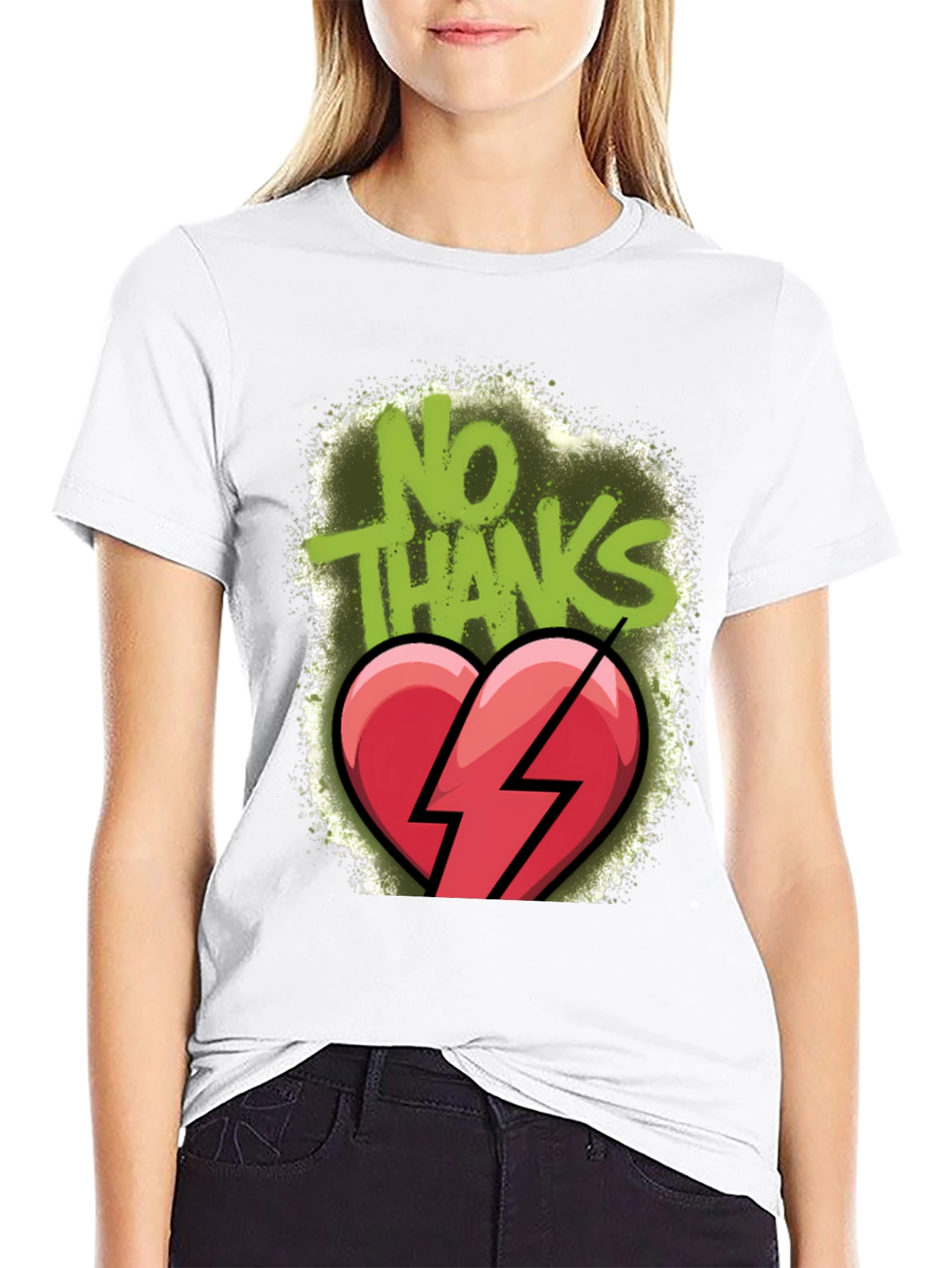 No Thanks Broken Heart Graphic T-Shirt