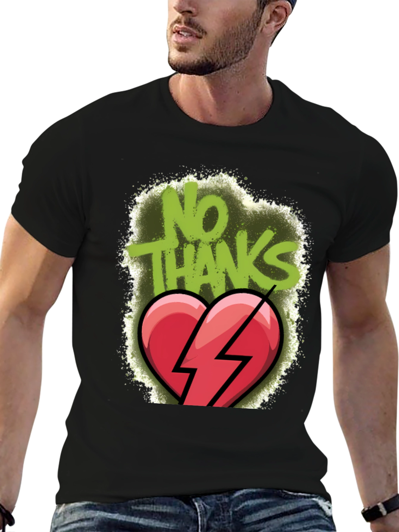 No Thanks Broken Heart Graphic T-Shirt