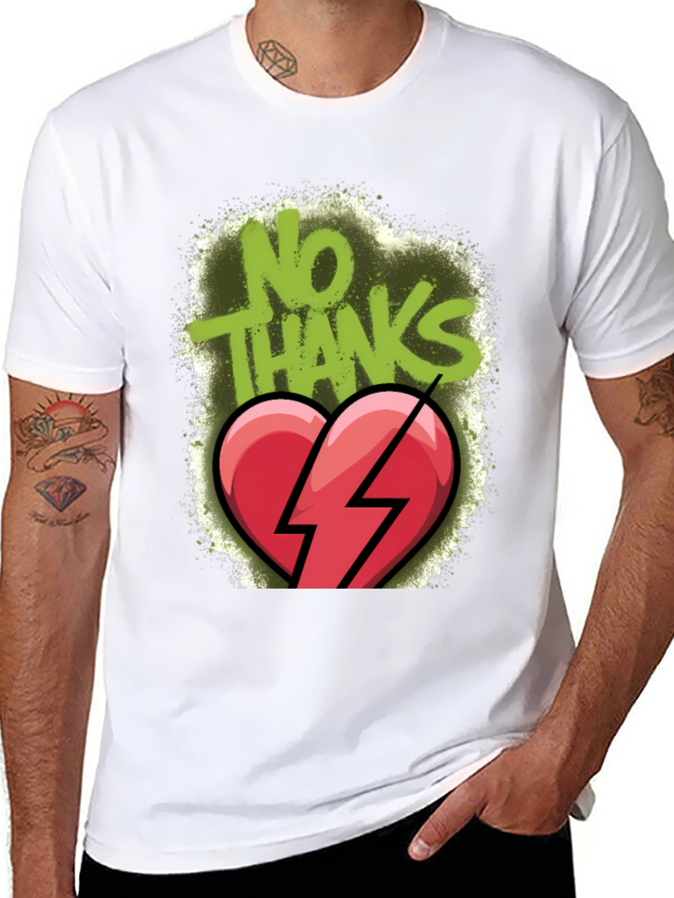 No Thanks Broken Heart Graphic T-Shirt