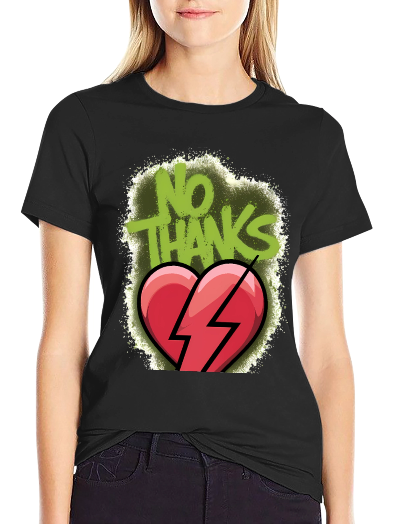 No Thanks Broken Heart Graphic T-Shirt