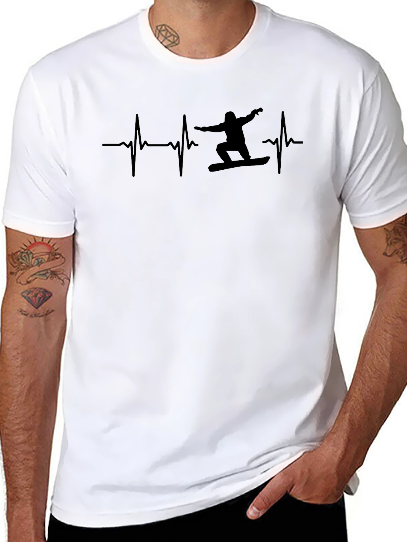 Snowboard Heartbeat Graphic Tee - Black T-Shirt