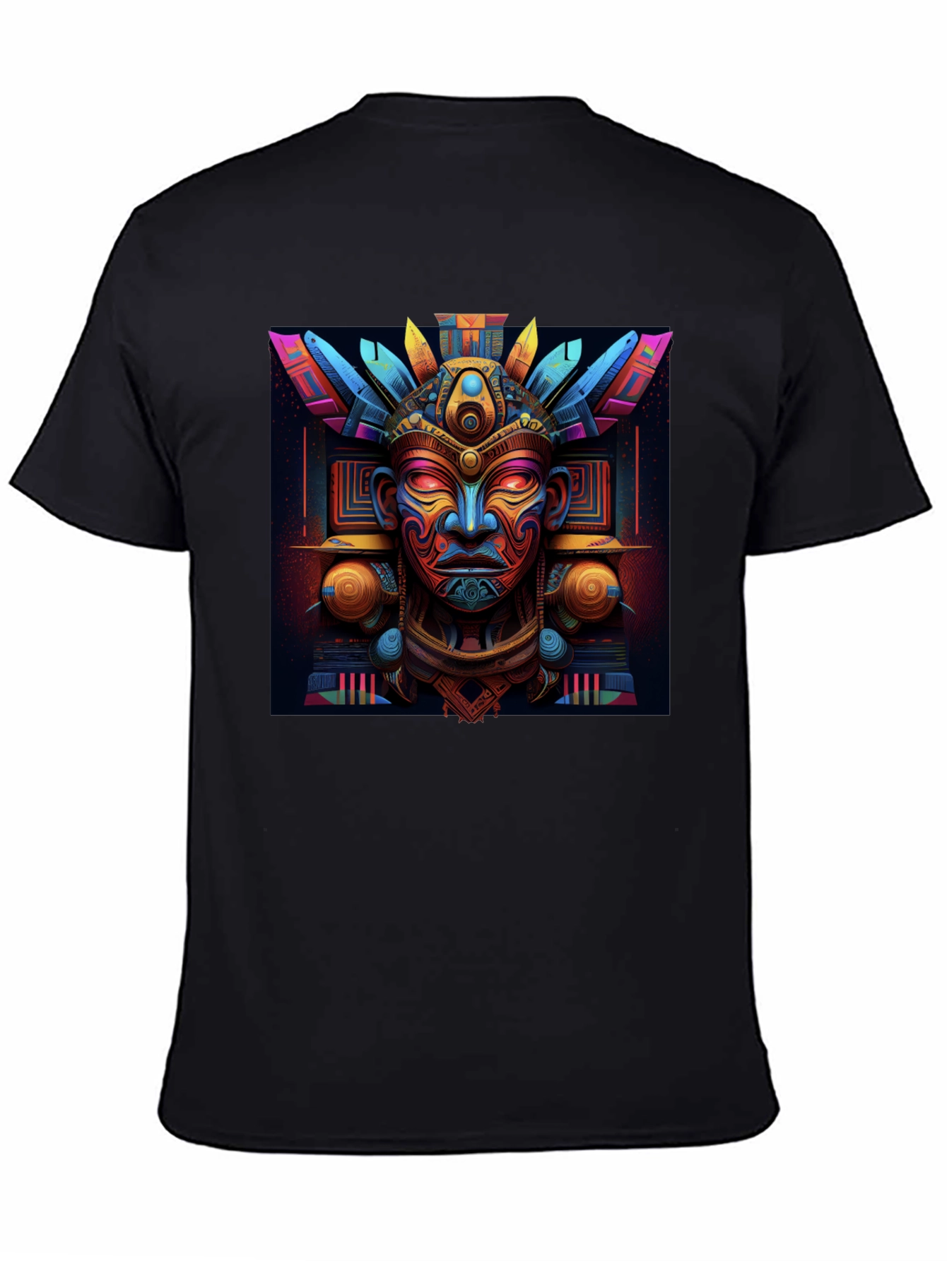 Aztec Mask Graphic Tee - Bold & Vibrant Design