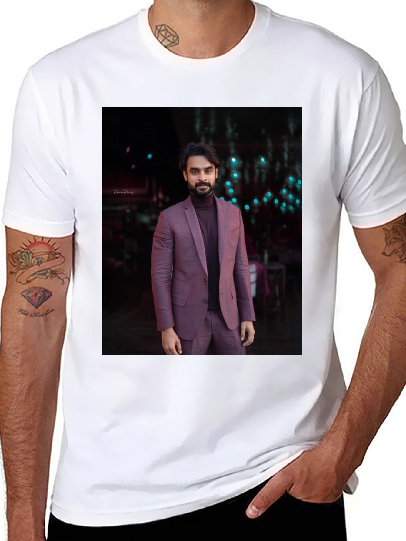 Mans Graphic Tee with Elegant Man Print