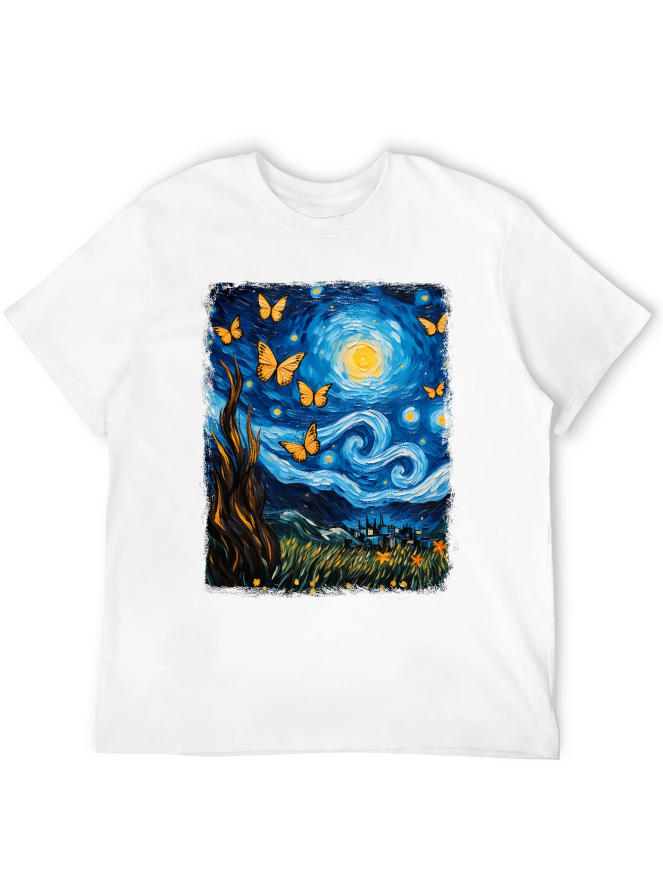 Starry Night Butterfly Graphic Tee
