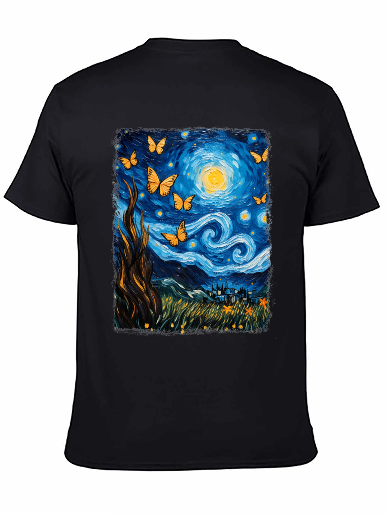 Starry Night Butterfly Graphic Tee