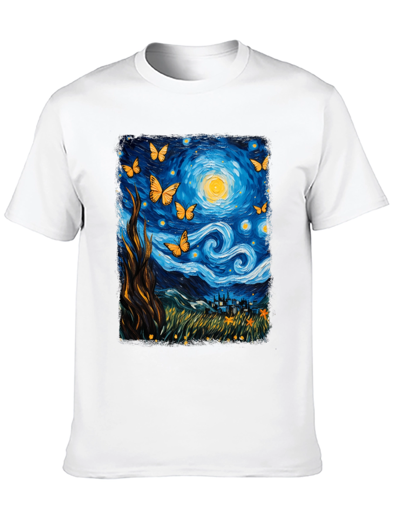 Starry Night Butterfly Graphic Tee