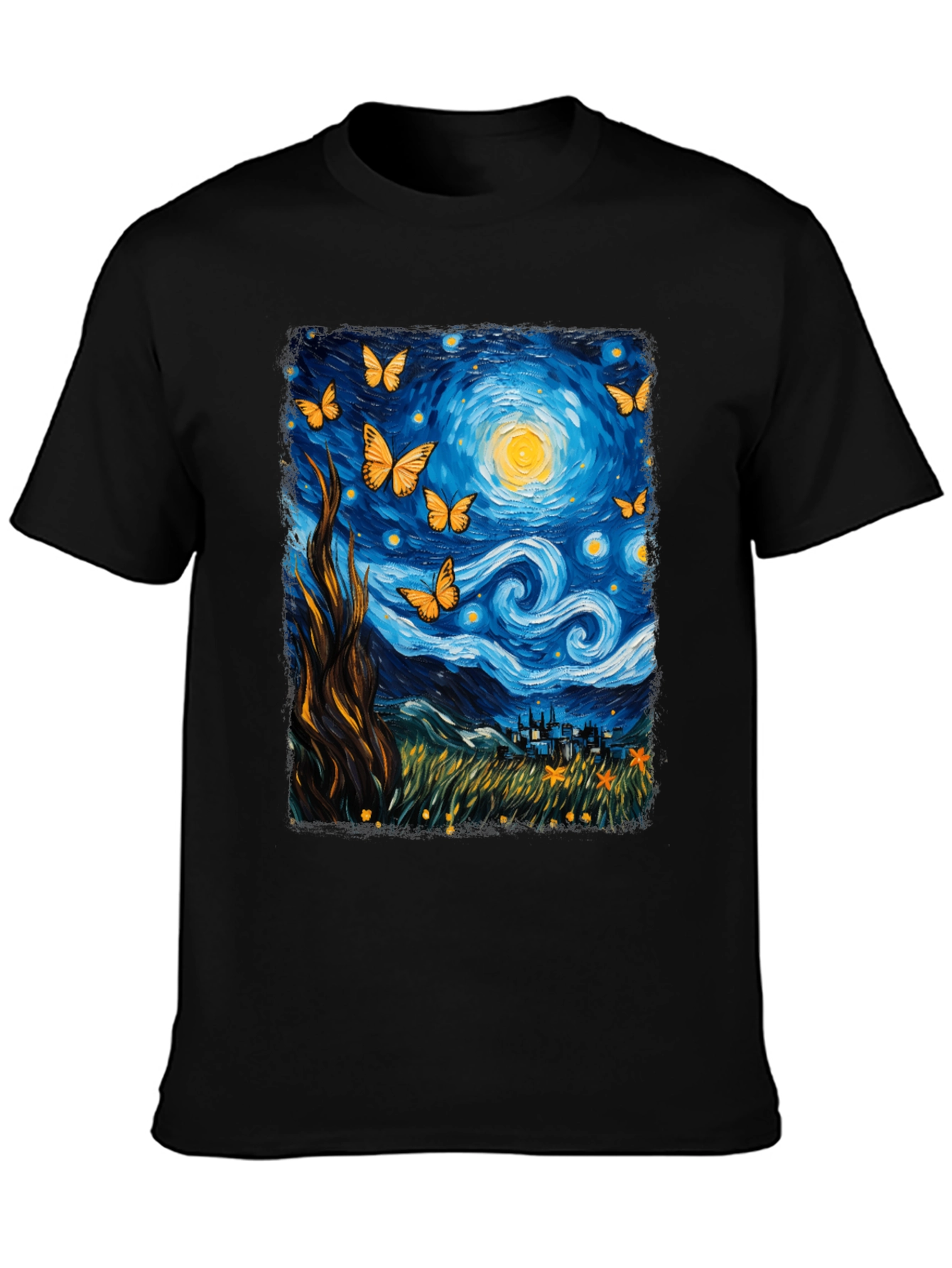 Starry Night Butterfly Graphic Tee