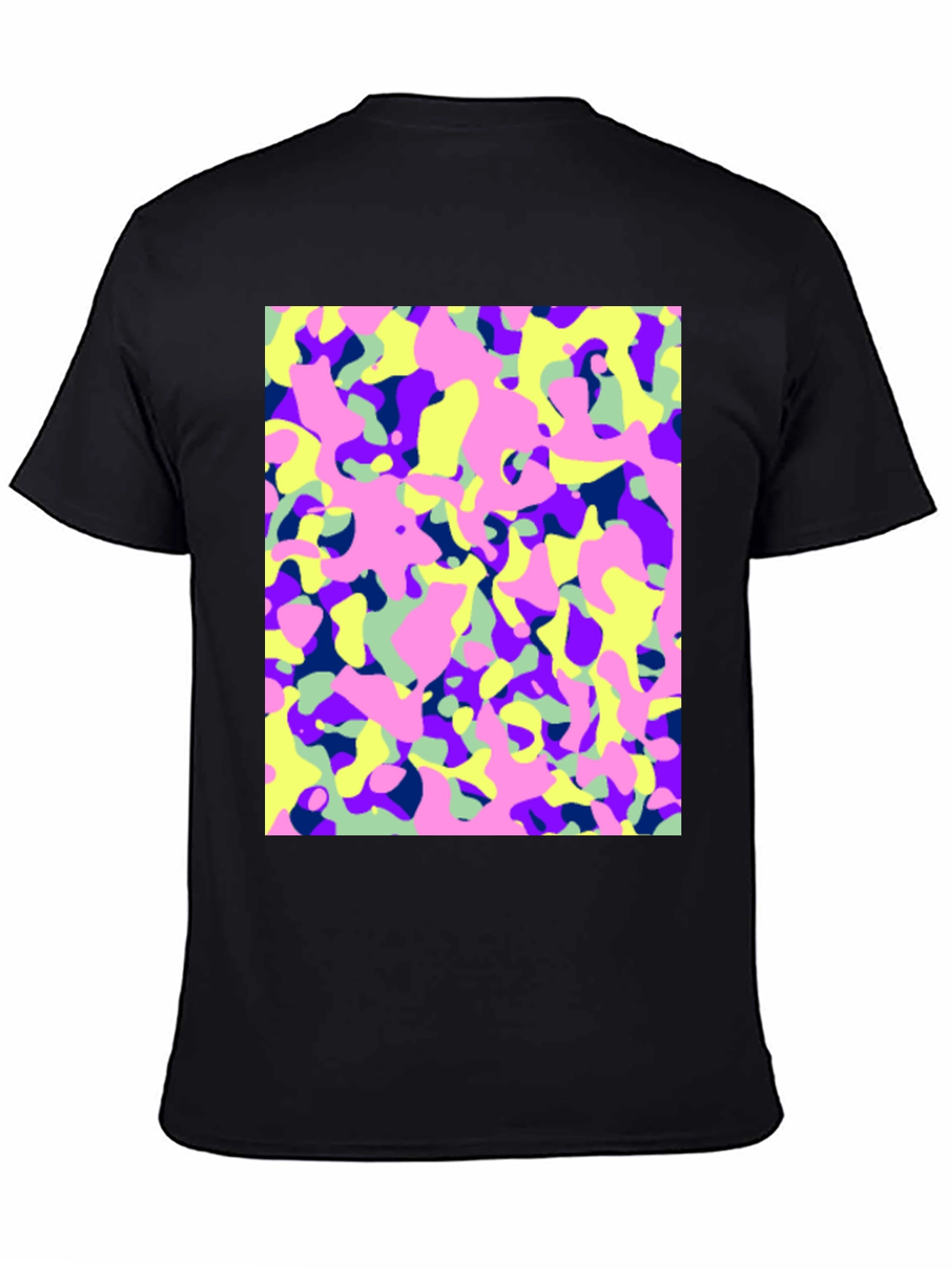 Vibrant Camo Print Black T-Shirt