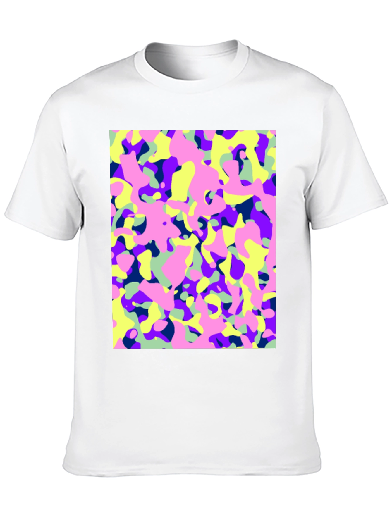 Vibrant Camo Print Black T-Shirt