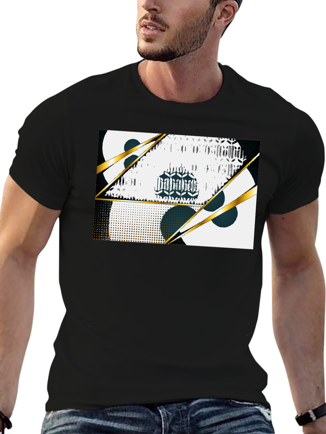 Abstract Graphic Black T-Shirt