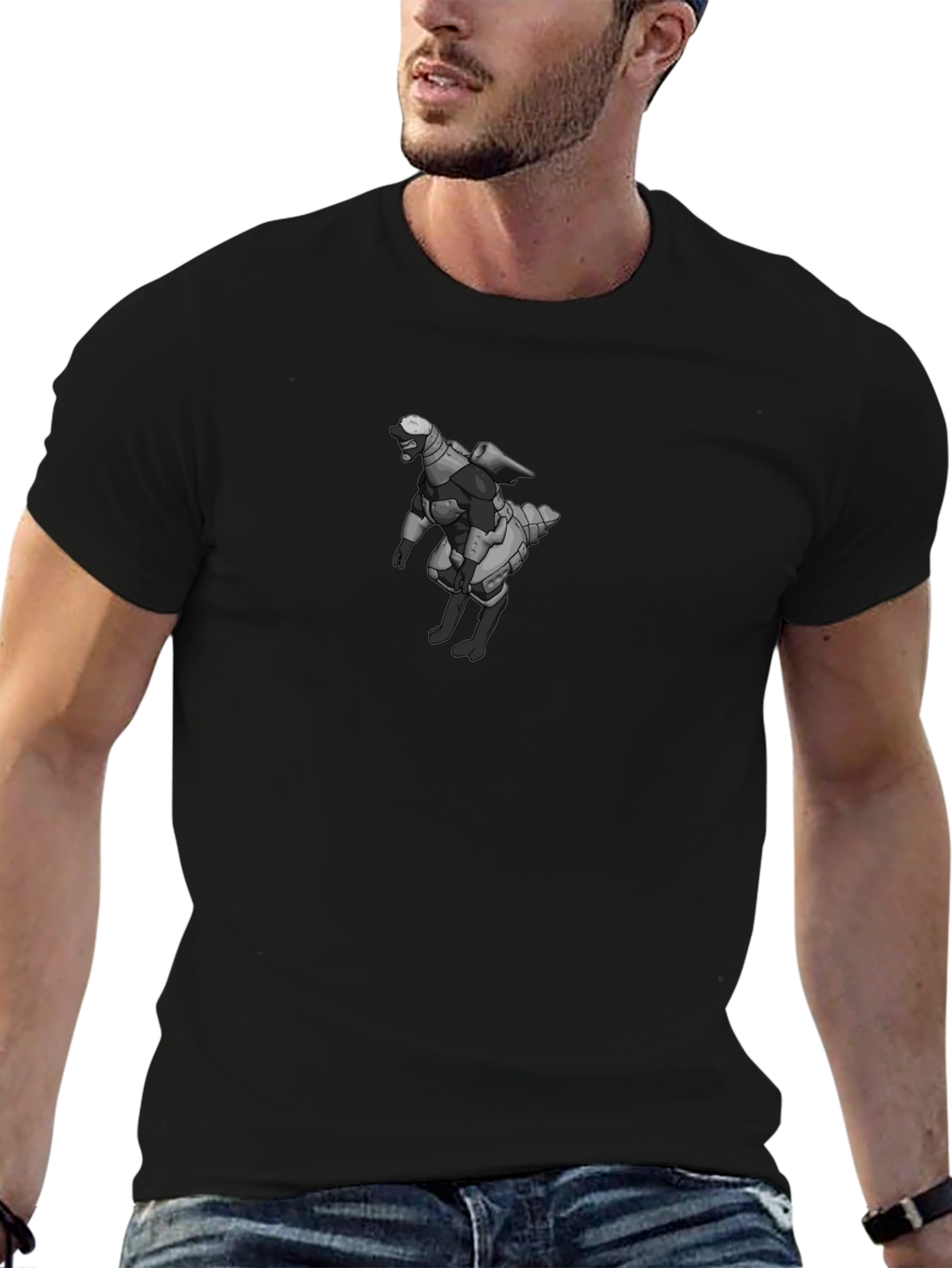 Sci-Fi Robot Graphic Black T-Shirt