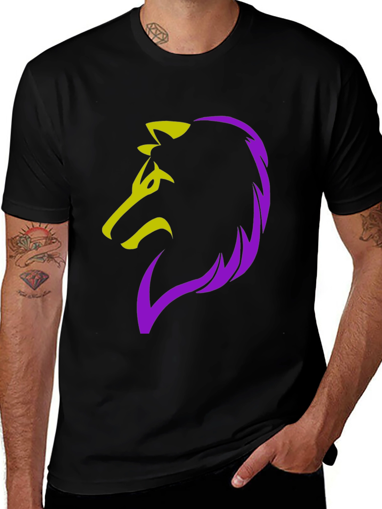 Bold Wolf Graphic Tee - Black Cotton Blend
