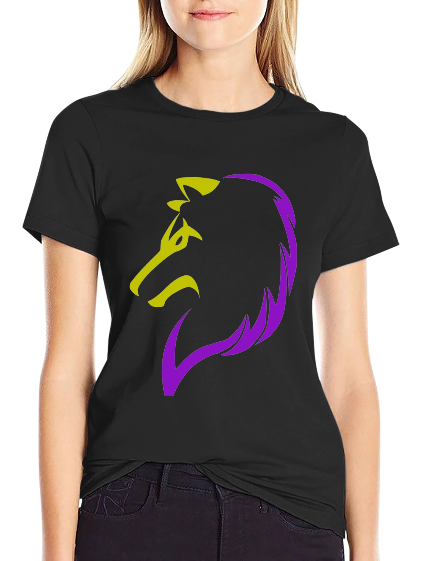 Bold Wolf Graphic Tee - Black Cotton Blend