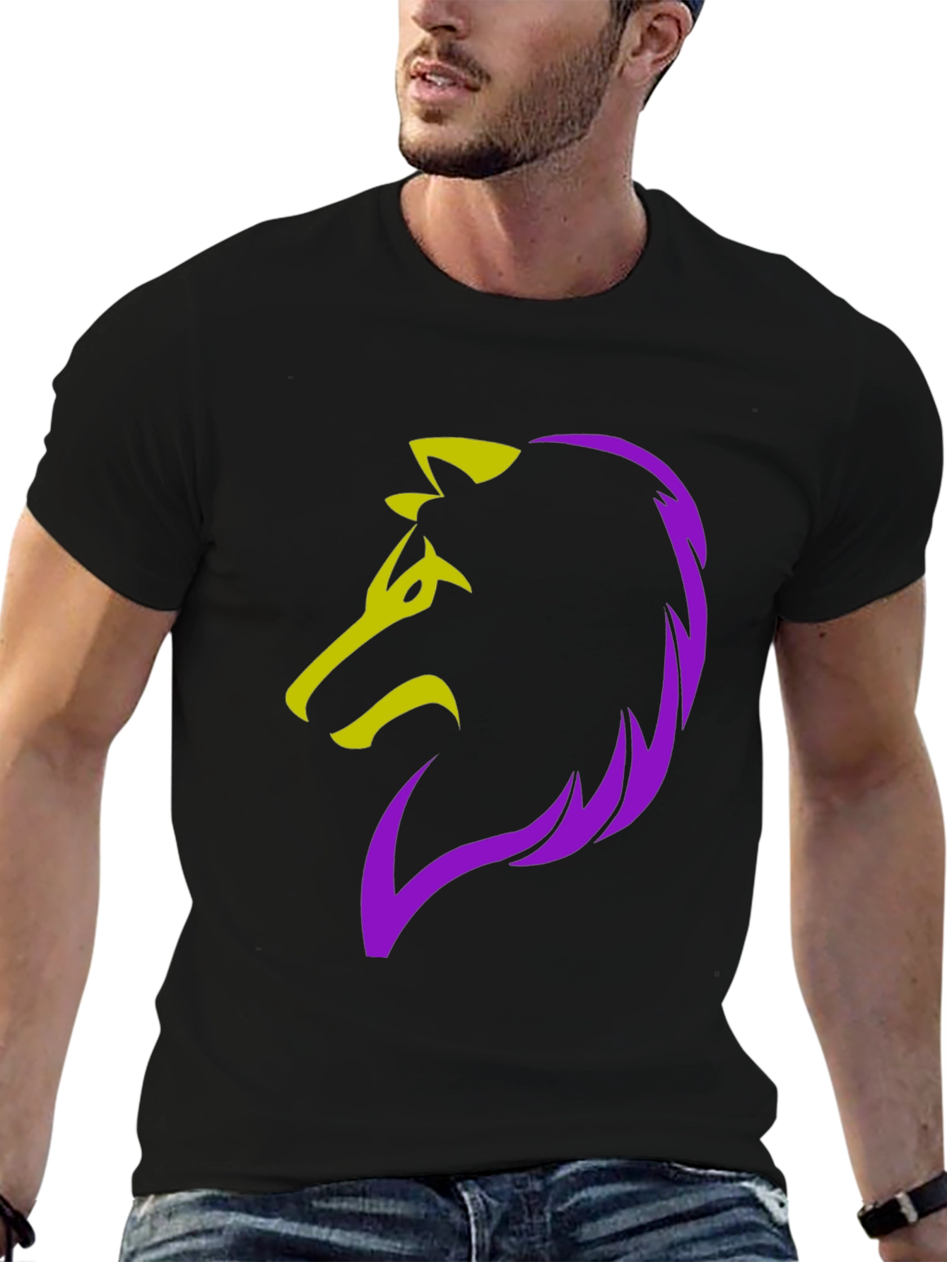 Bold Wolf Graphic Tee - Black Cotton Blend