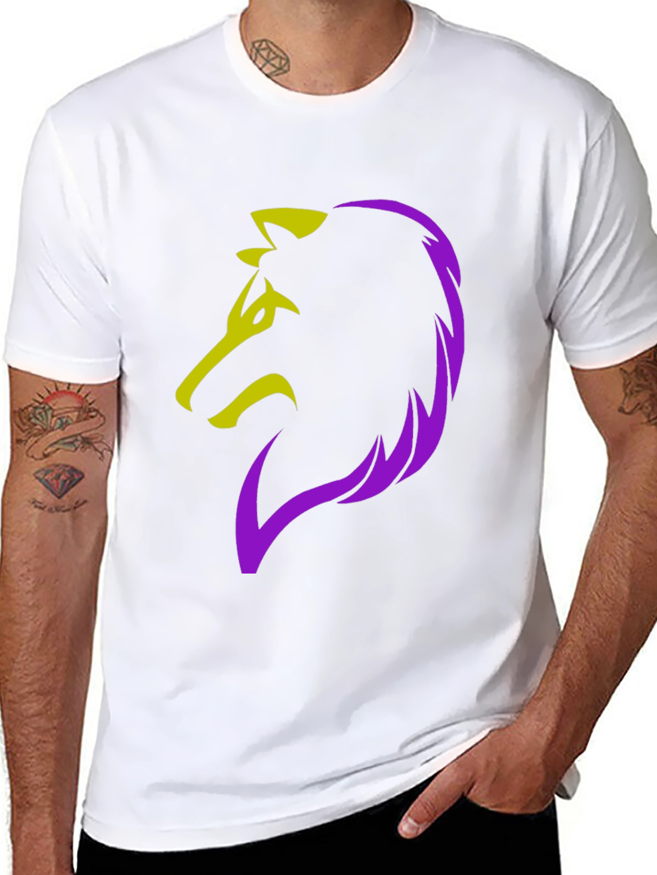 Bold Wolf Graphic Tee - Black Cotton Blend
