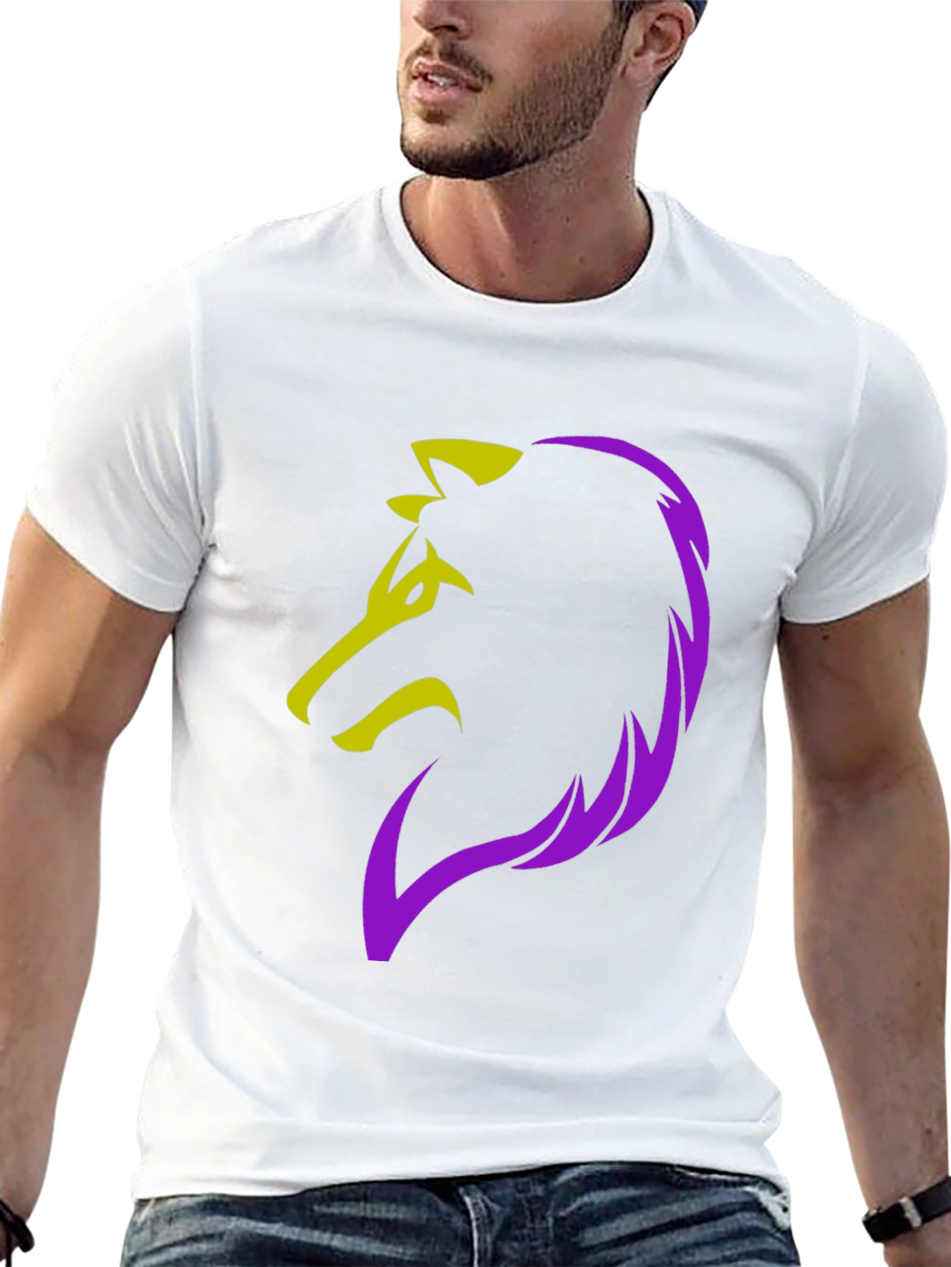 Bold Wolf Graphic Tee - Black Cotton Blend