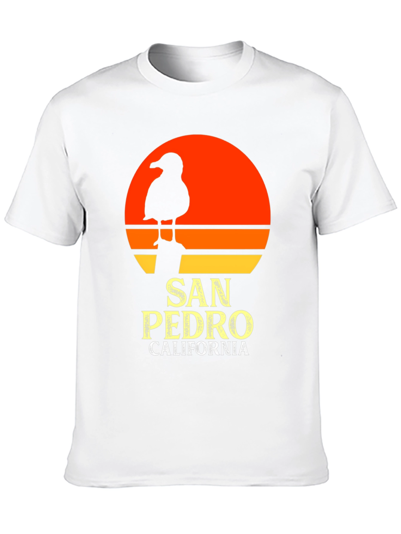 San Pedro California T-Shirt - Sunset Seagull Tee