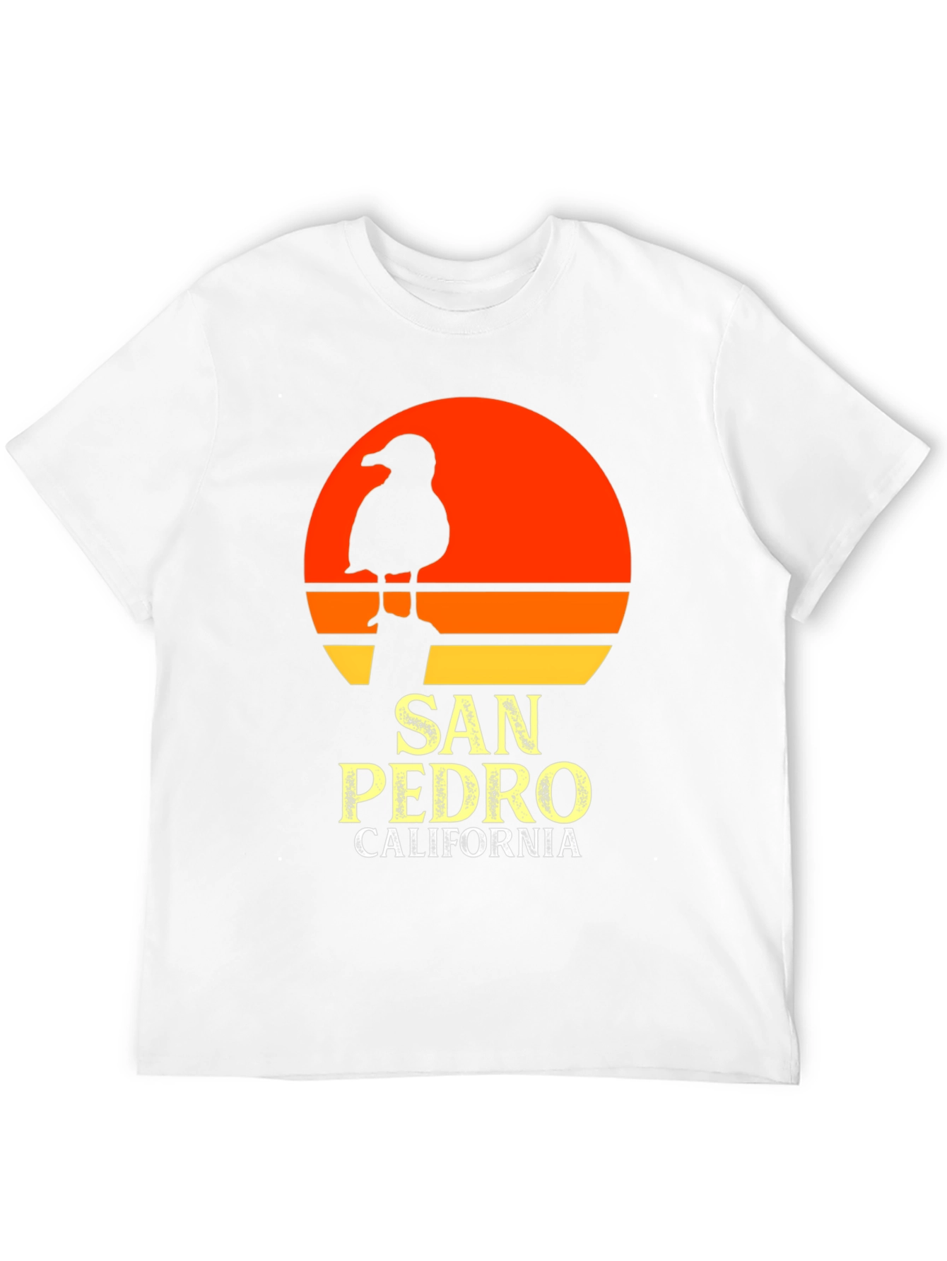 San Pedro California T-Shirt - Sunset Seagull Tee