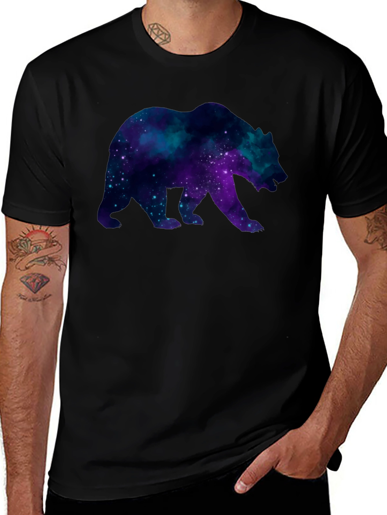 Galaxy Bear Black T-Shirt