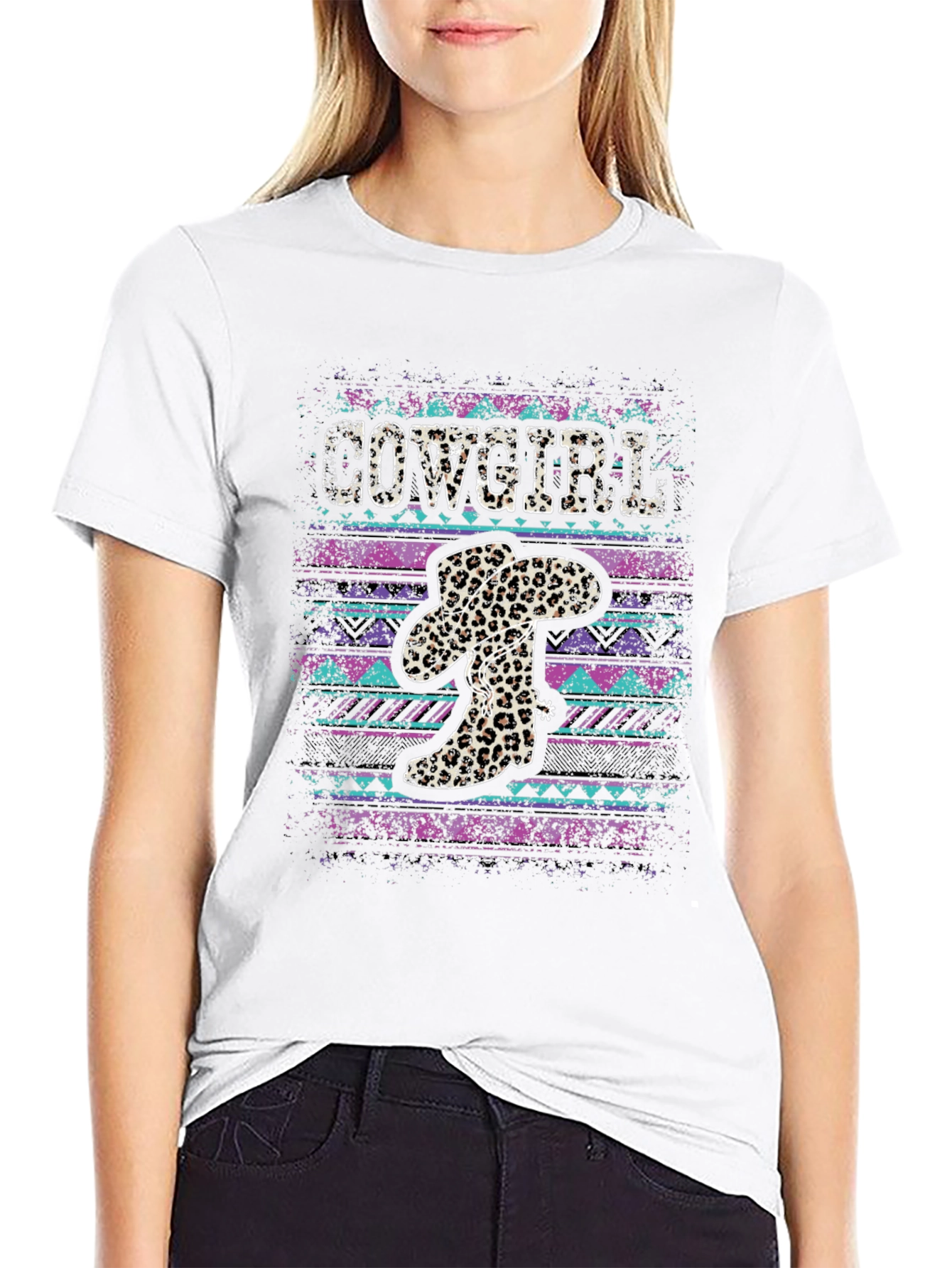 Cowgirl Leopard Print Graphic Tee