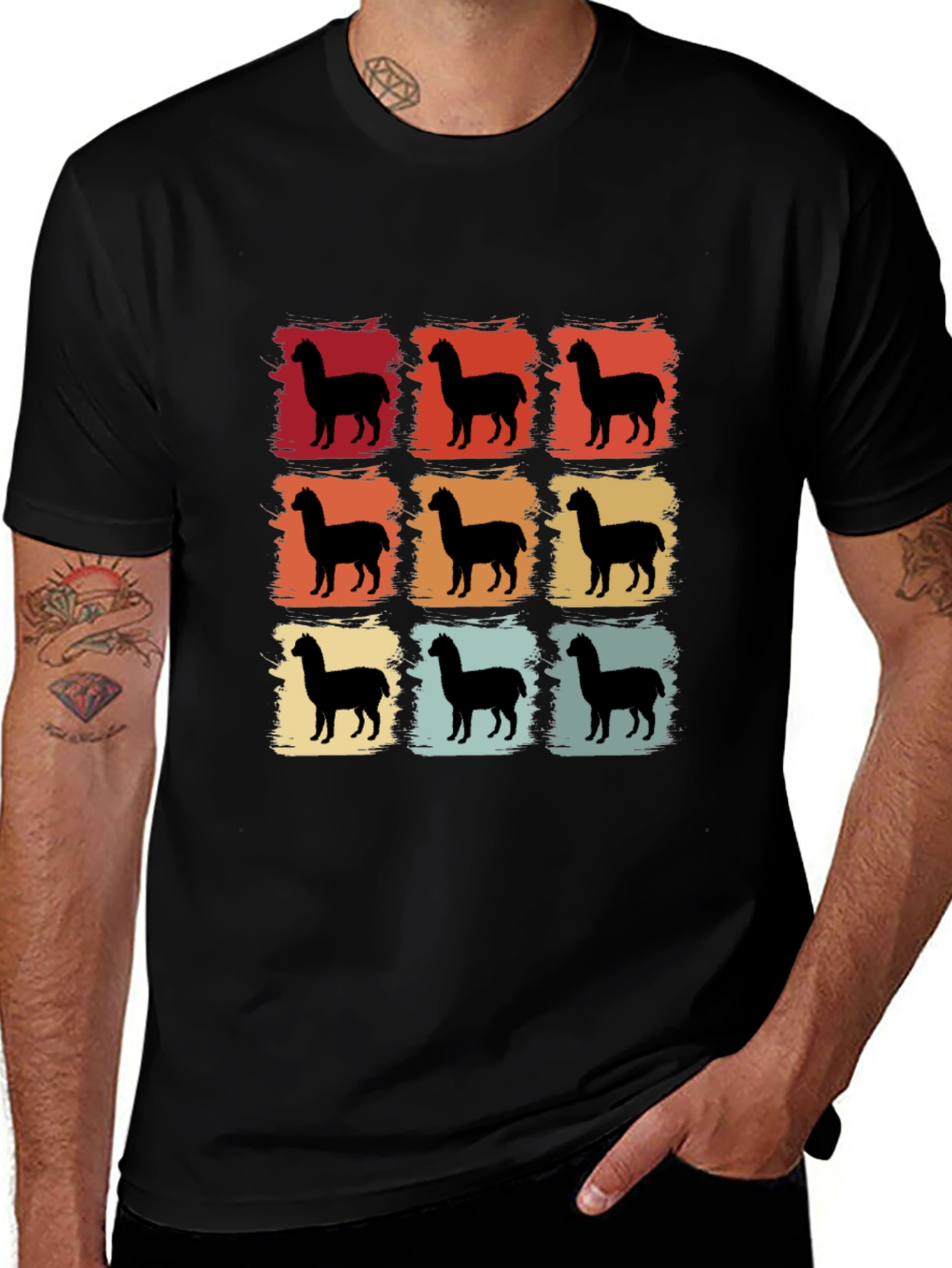 Retro Alpaca T-Shirt - Graphic Tee for Men