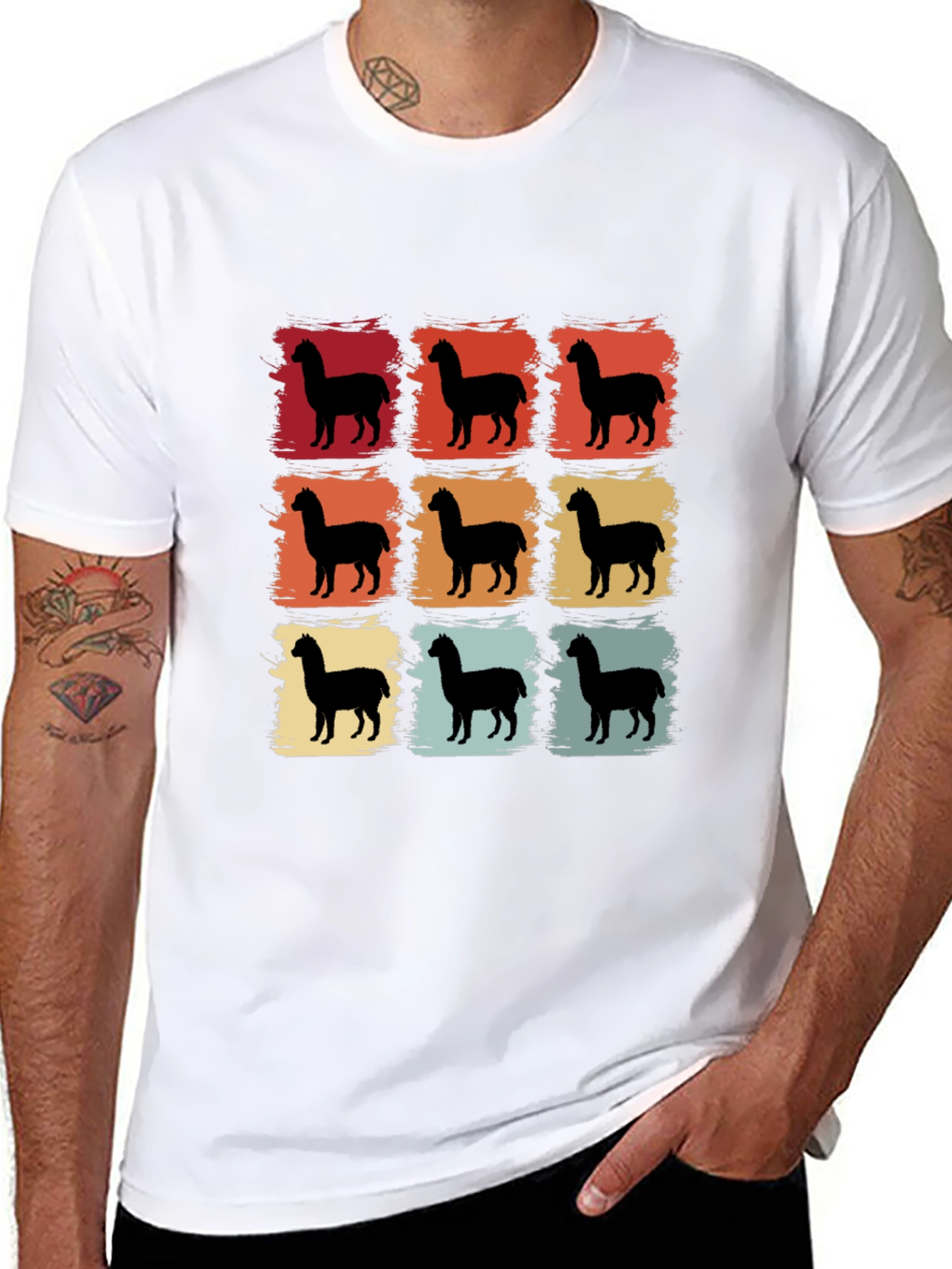 Retro Alpaca T-Shirt - Graphic Tee for Men