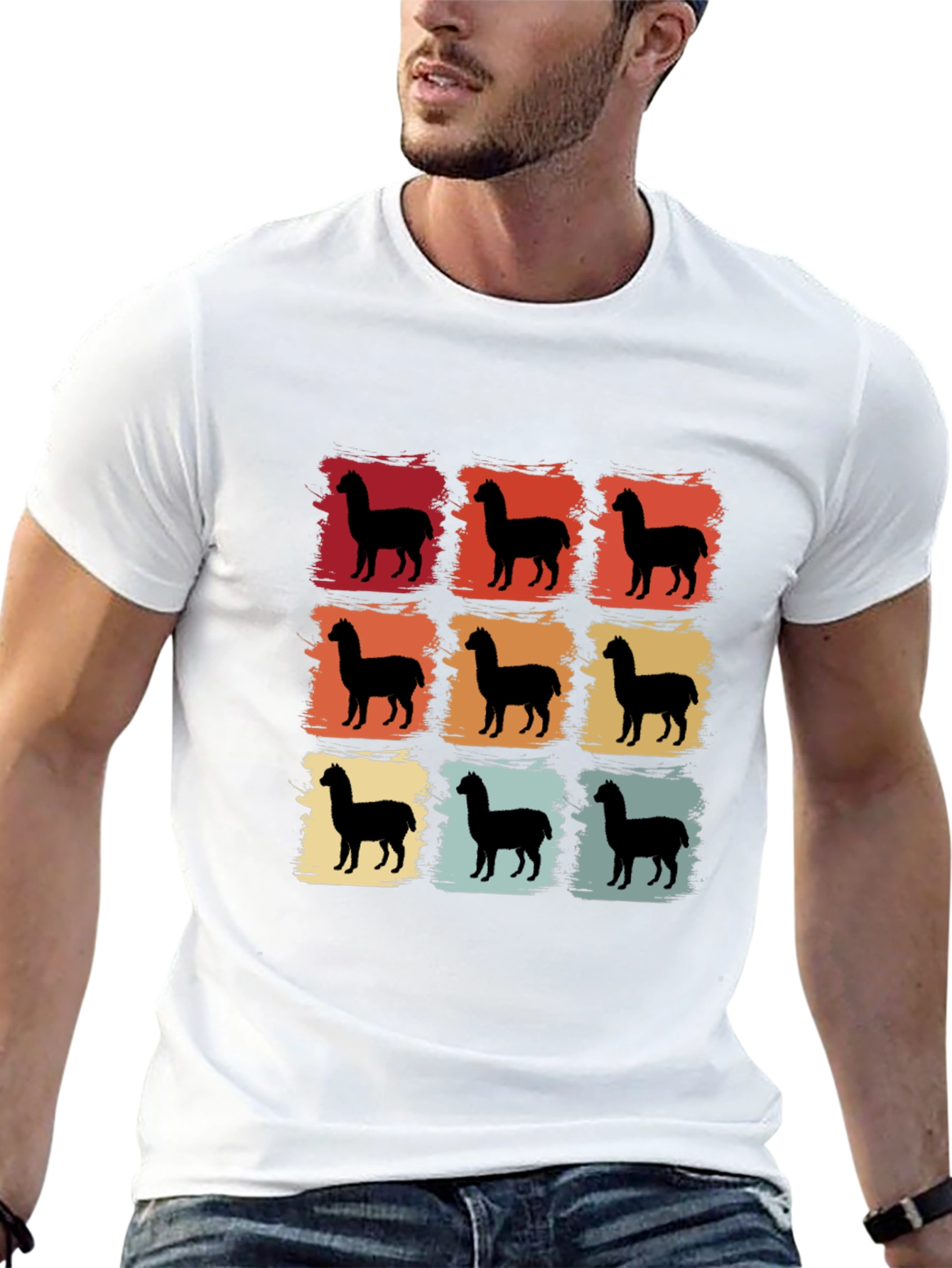Retro Alpaca T-Shirt - Graphic Tee for Men