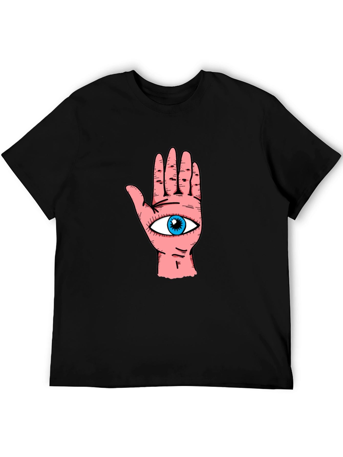Eye Hand Graphic Print Black T-Shirt