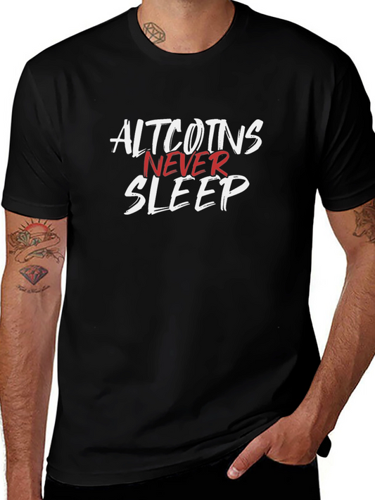 Altcoins Never Sleep Graphic Tee - Crypto Trader T-Shirt