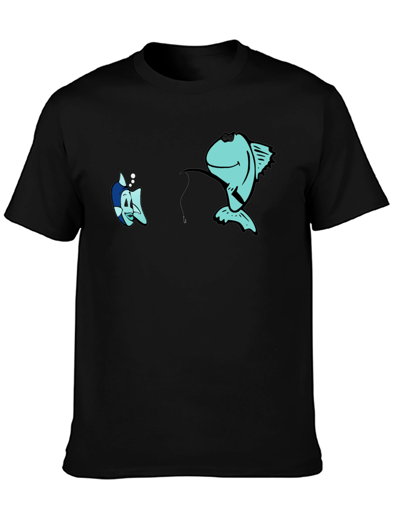 Funny Fishing Graphic Black T-Shirt