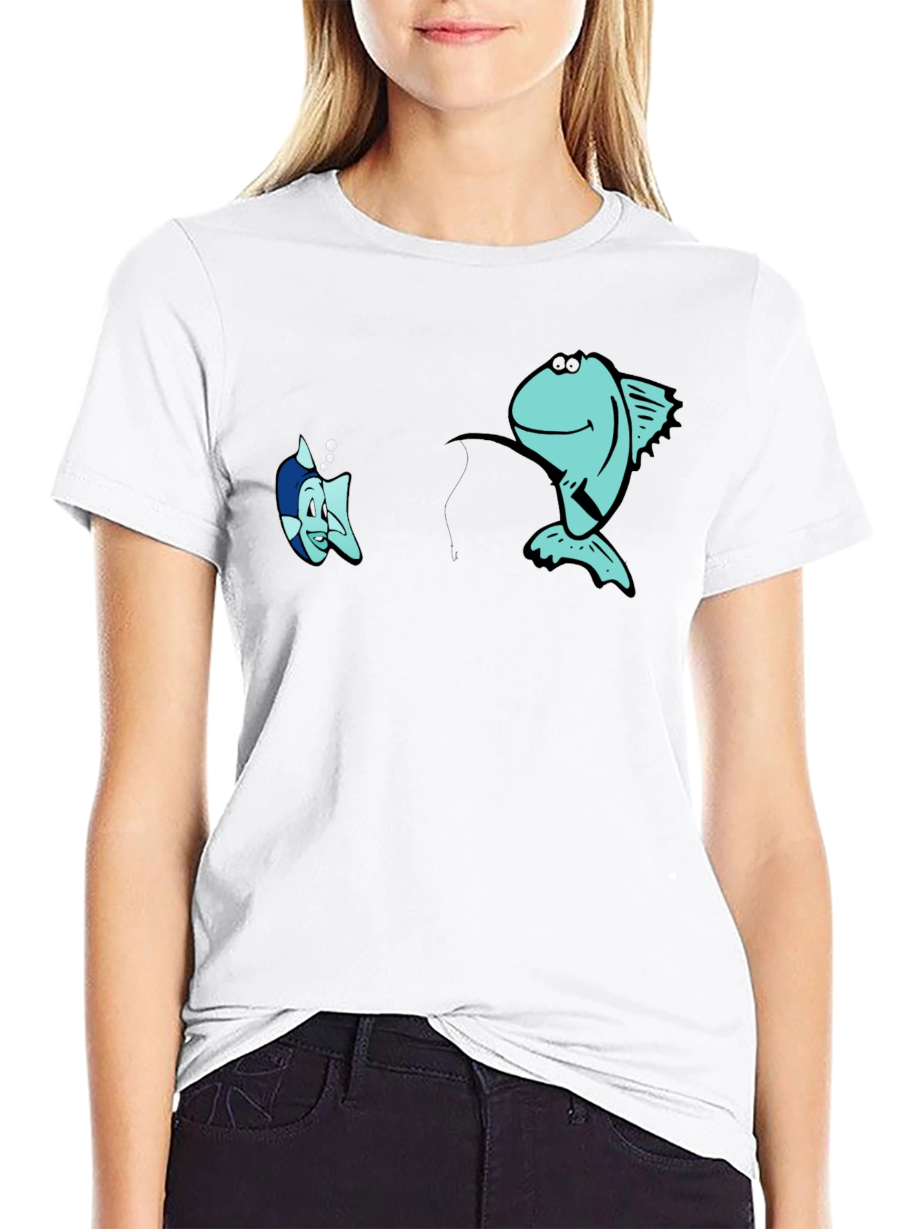 Funny Fishing Graphic Black T-Shirt