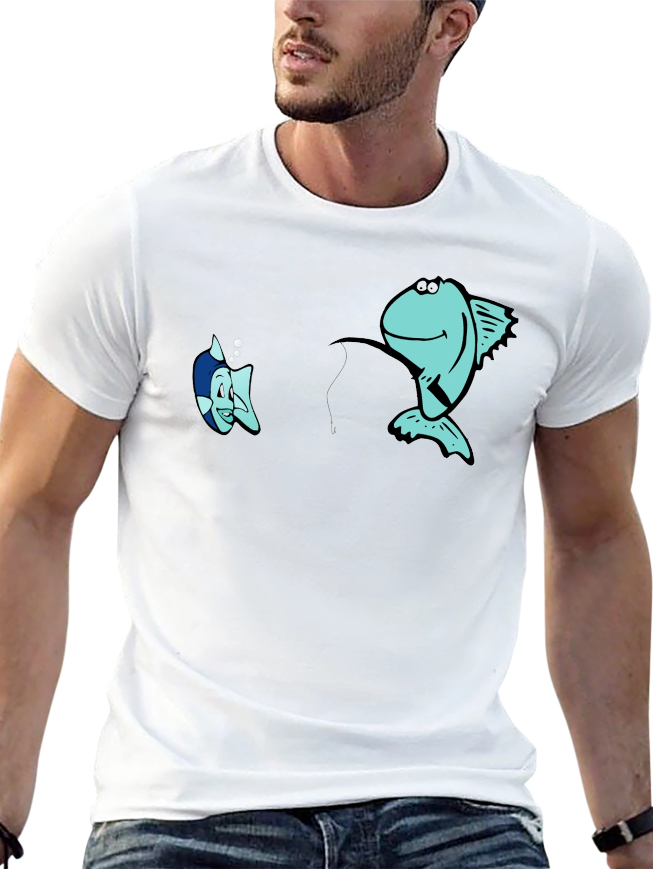 Funny Fishing Graphic Black T-Shirt