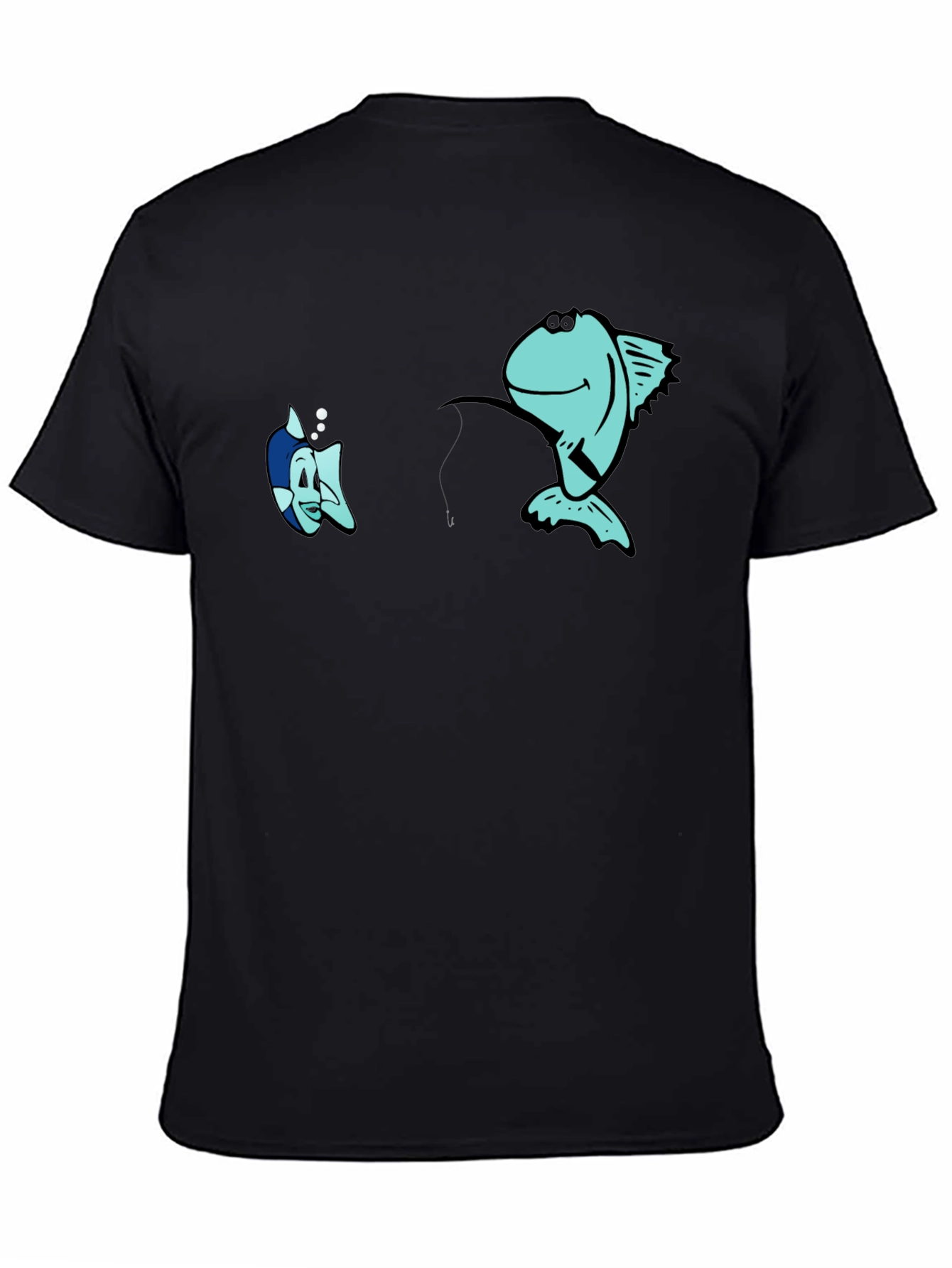 Funny Fishing Graphic Black T-Shirt