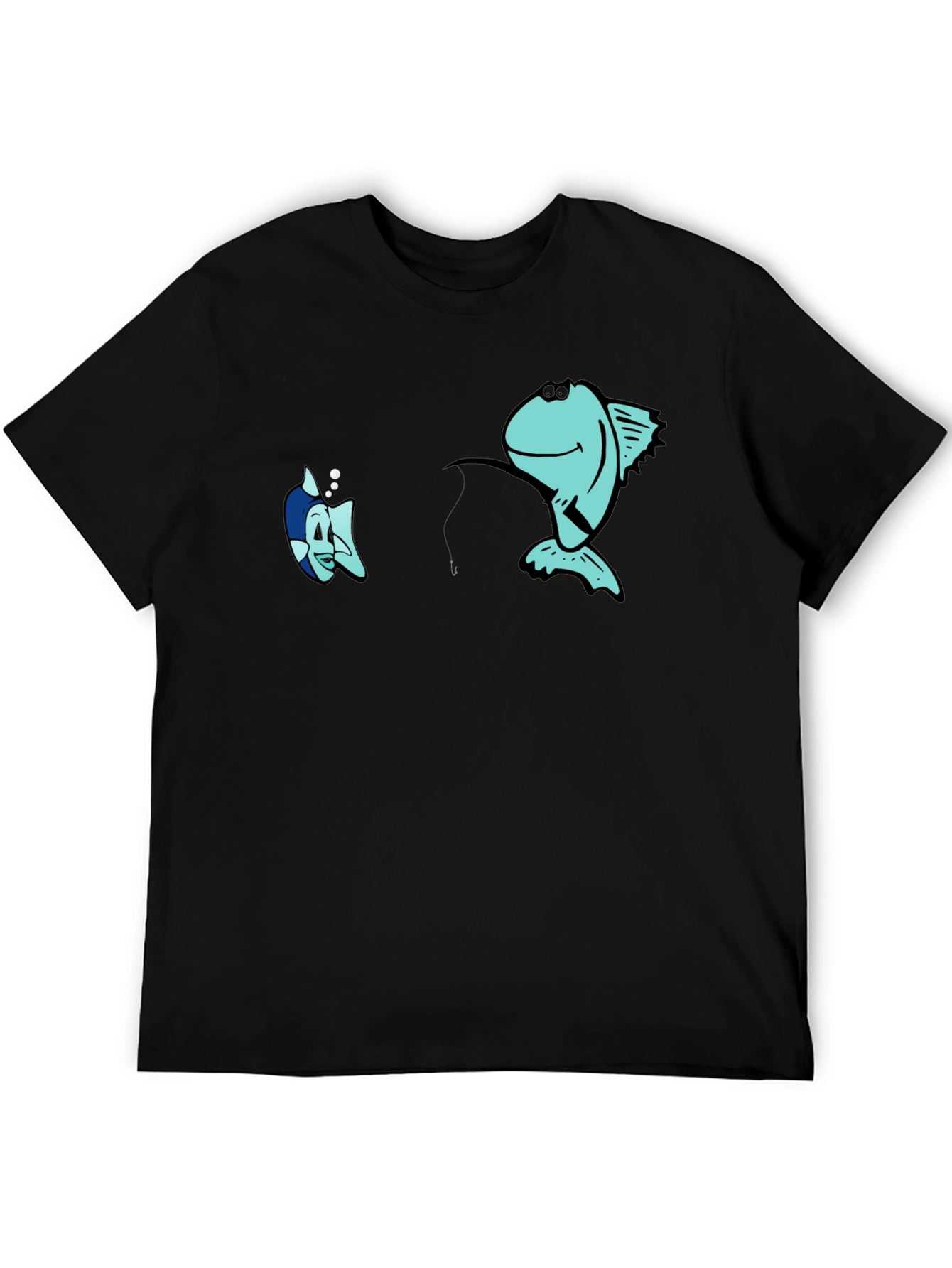 Funny Fishing Graphic Black T-Shirt